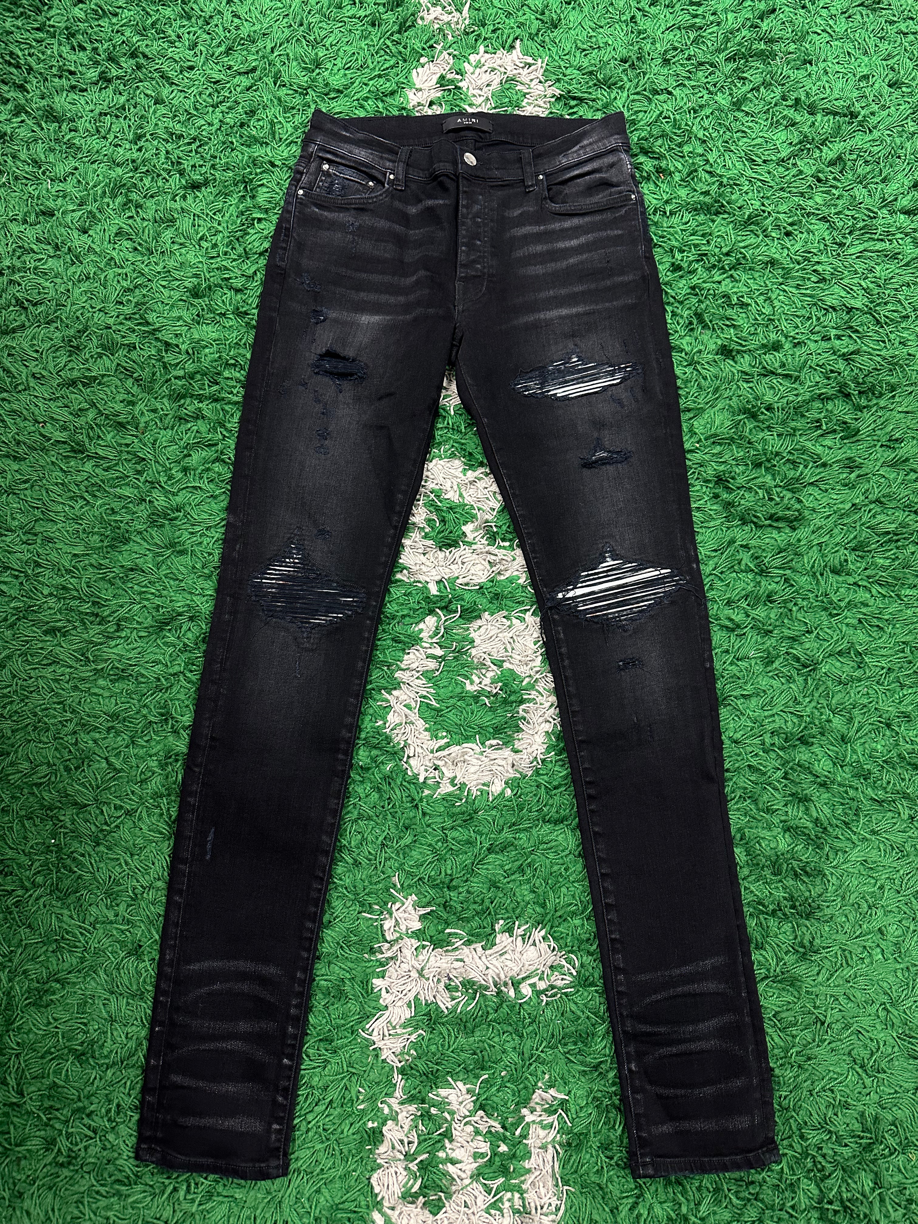 Amiri MX1 "Aged Black" Marble Black Jeans