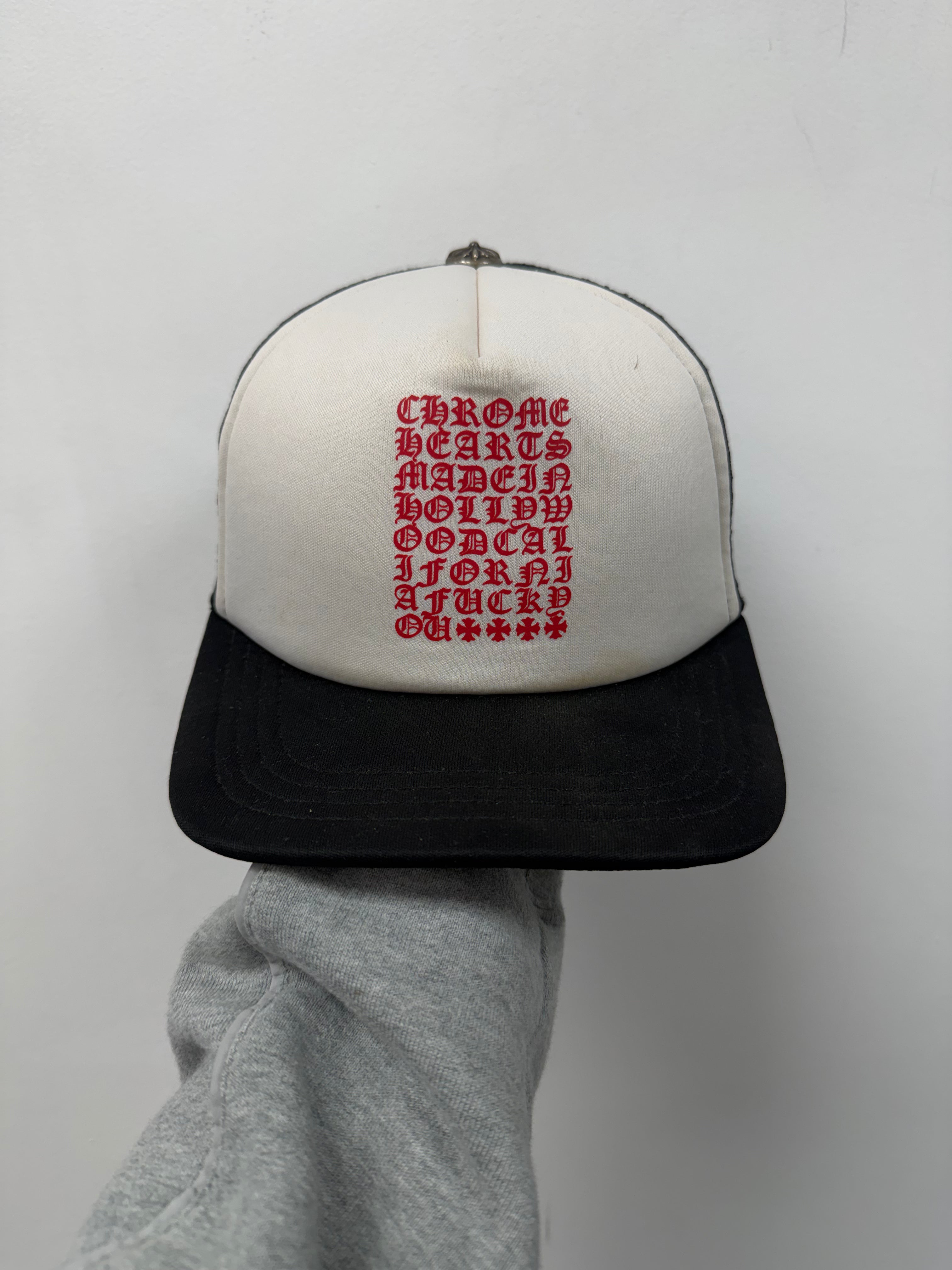 Chrome Hearts Black White Red Eye Chart Hat