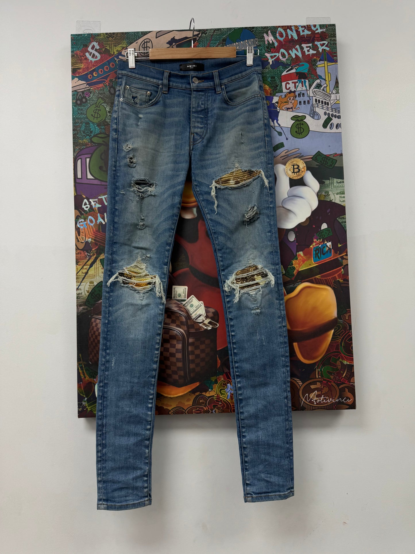 Amiri Jeans MX1 Light Wash Aloha Patch Used 29