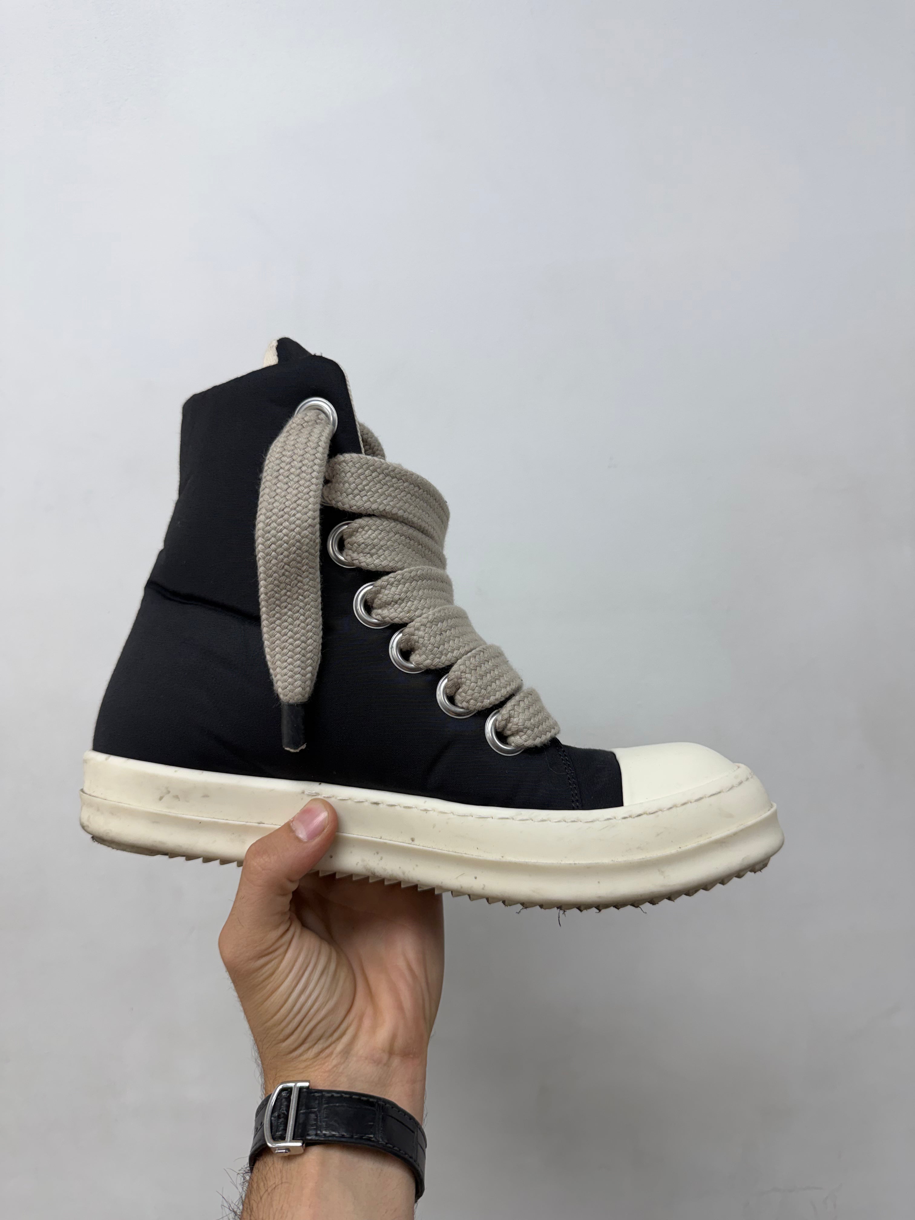 Rick Owens Black Nylon Jumbo Hi Sneakers