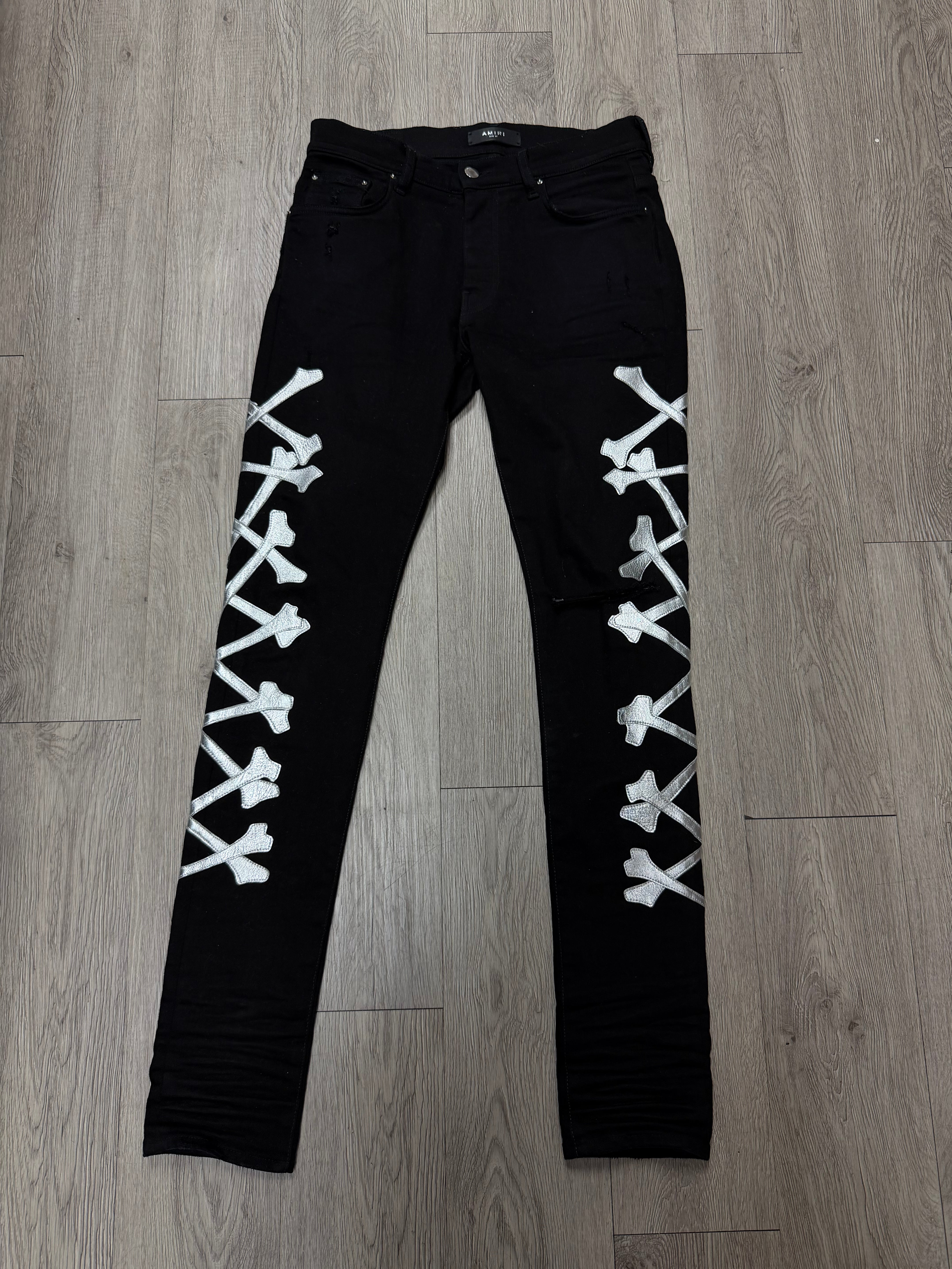 Amiri Black Silver Bones Jeans