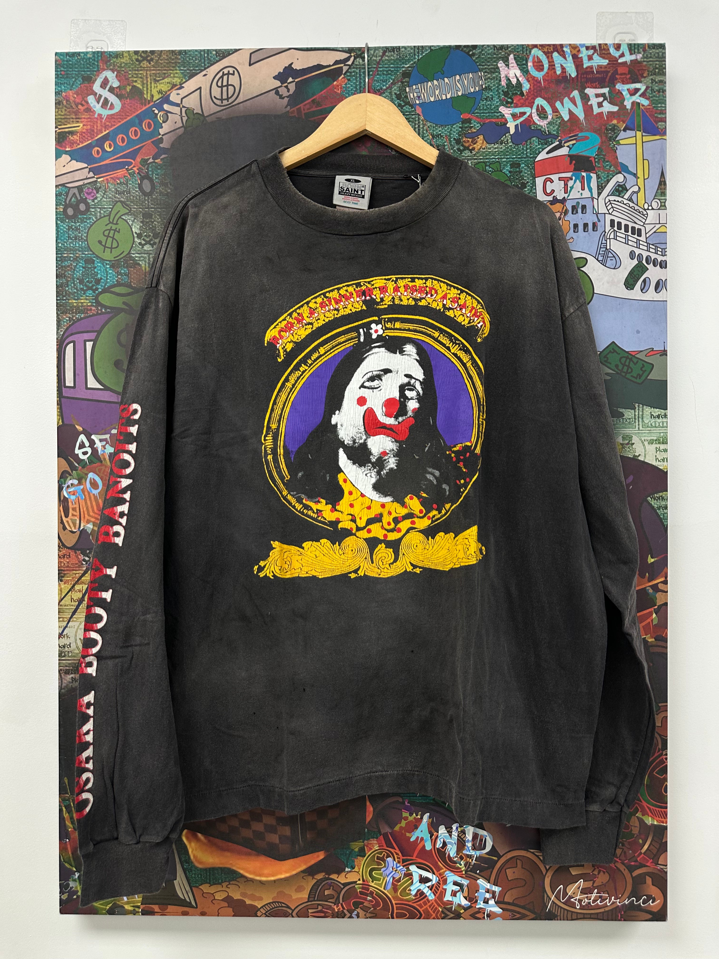 Born Saint Mxxxxxxx Clown LS Grey Multi New XXL With Tags