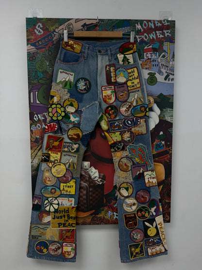 Kapital Flooded Patchwork Flared Jeans Used 30 N/A