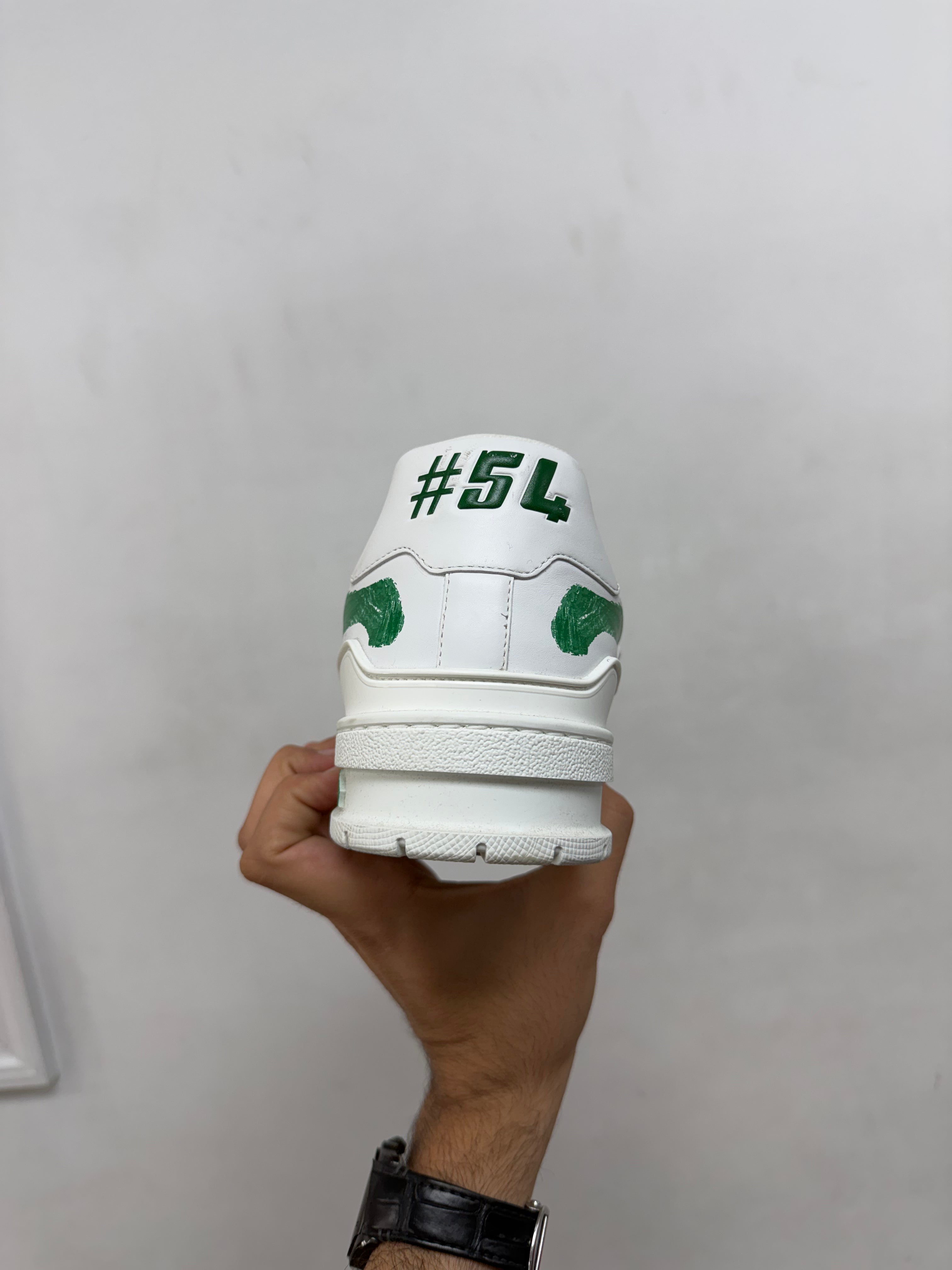 Louis Vuitton White Green Scribble #54 Trainer Sneakers