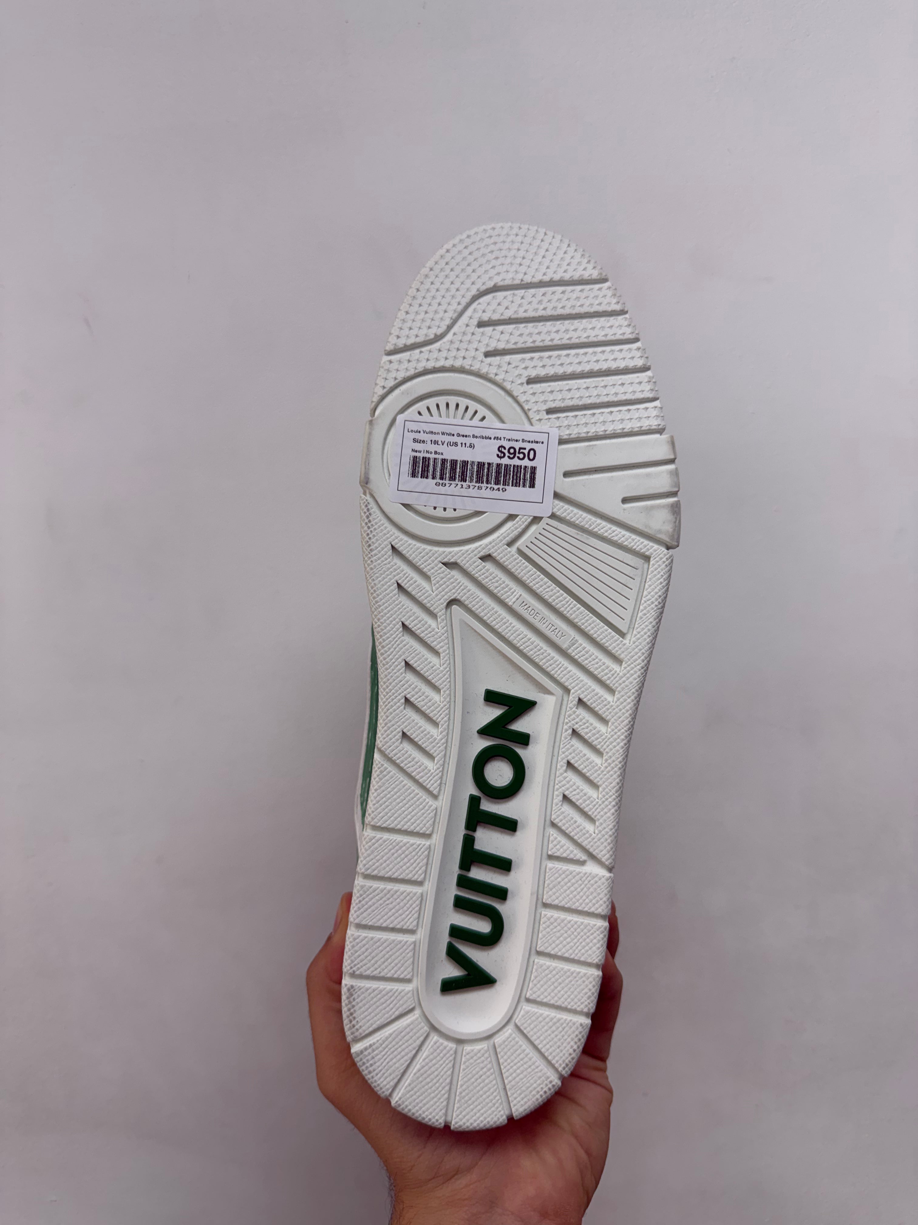 Louis Vuitton White Green Scribble #54 Trainer Sneakers