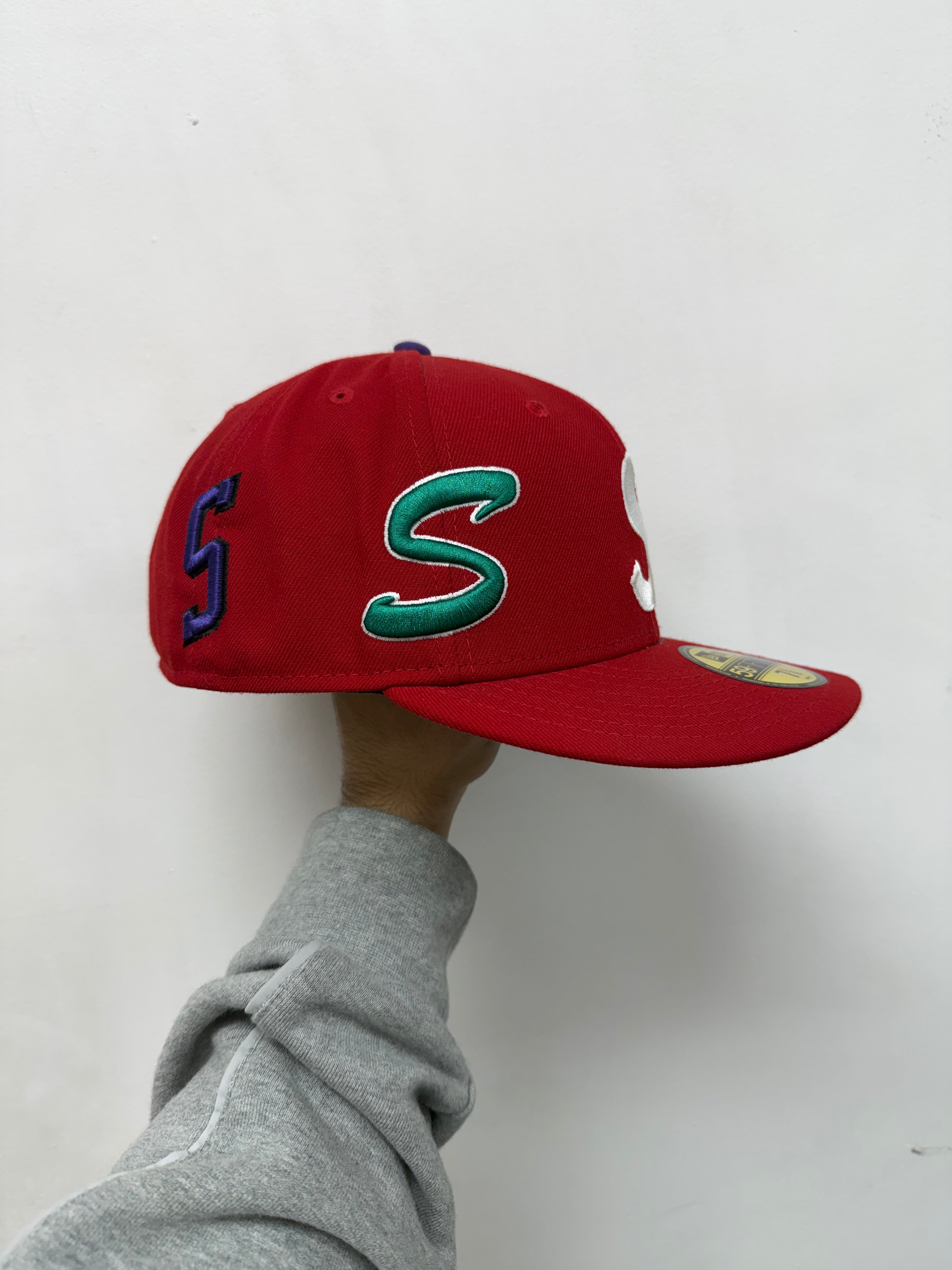 Supreme Red Embroidered Multi S Logo Fitted Hat