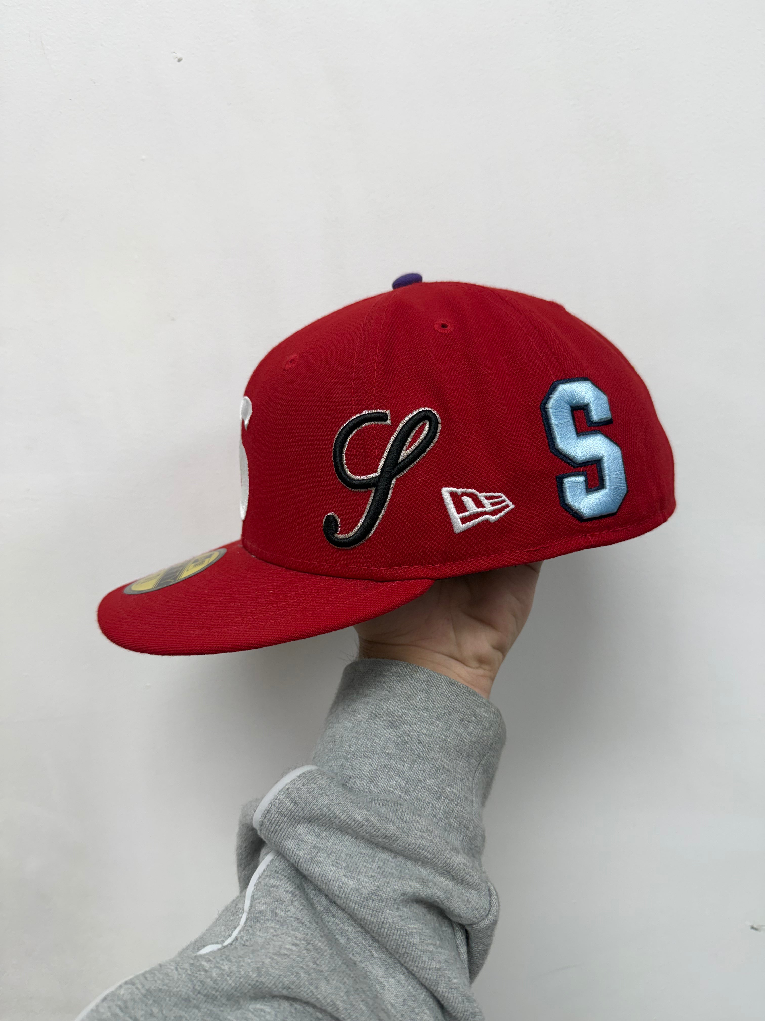 Supreme Red Embroidered Multi S Logo Fitted Hat