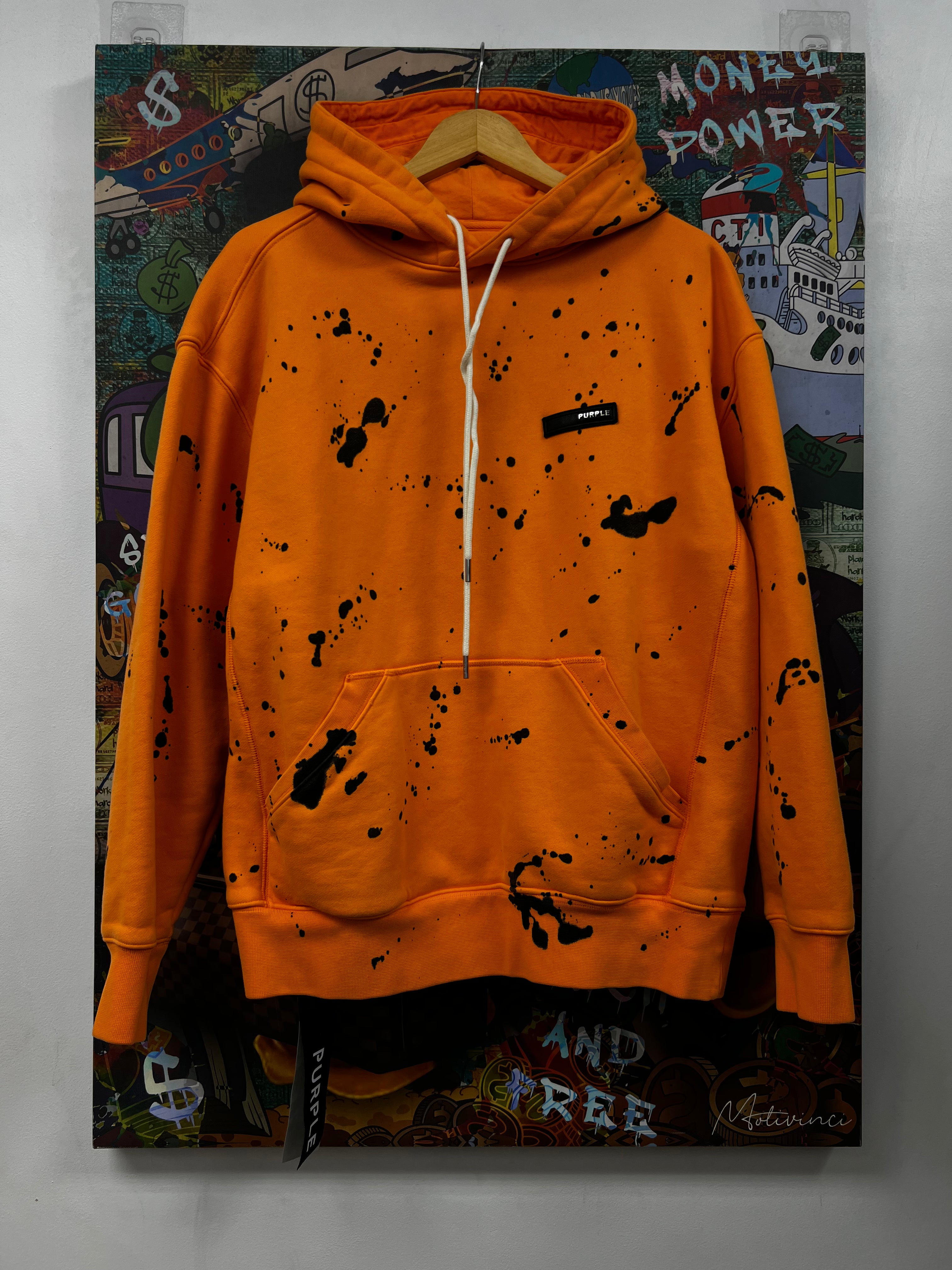 Purple Brand Orange Black Splatter Hoodie