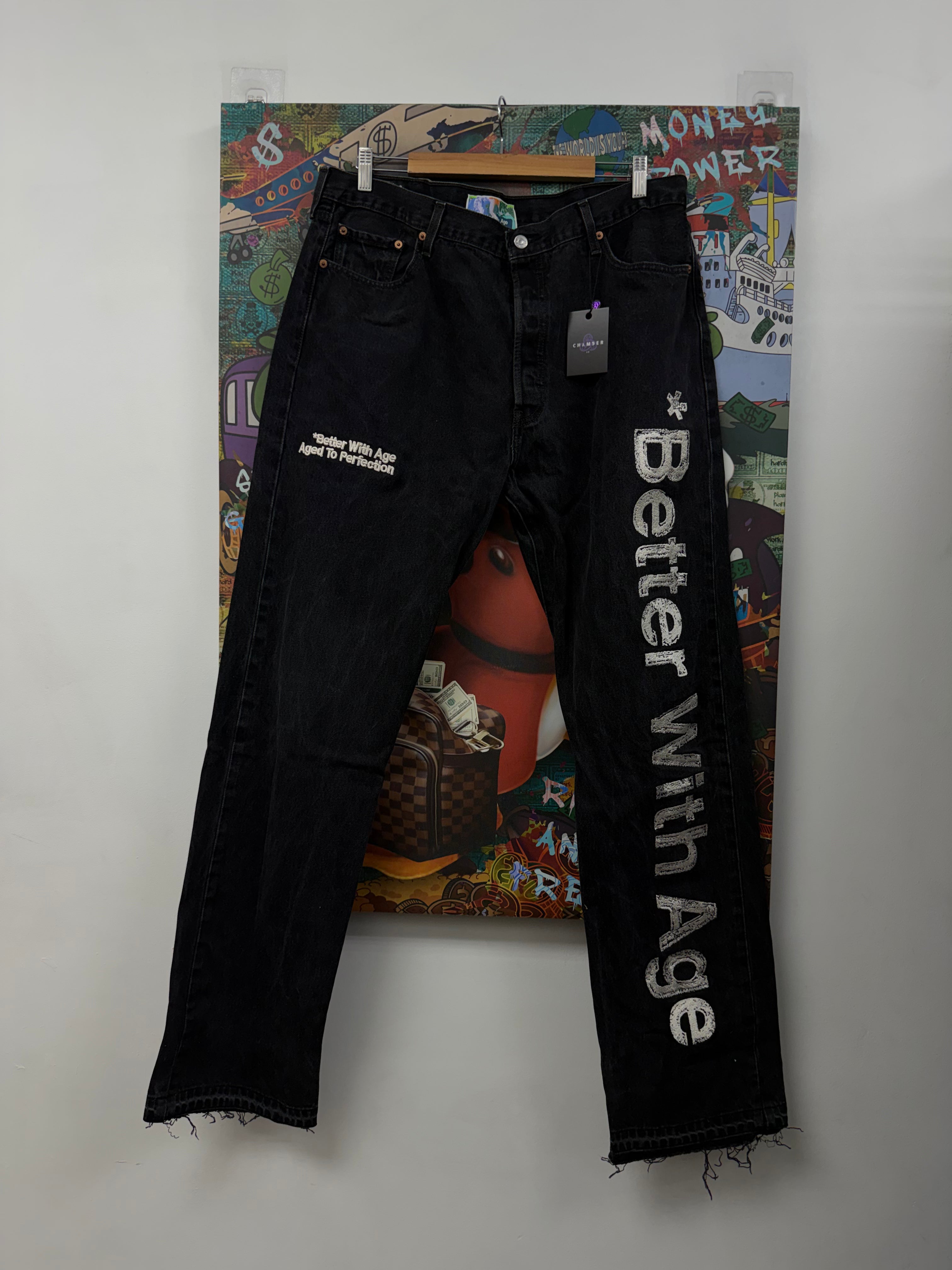 Better With Age Light Wash Photo Reconstructed Jeans