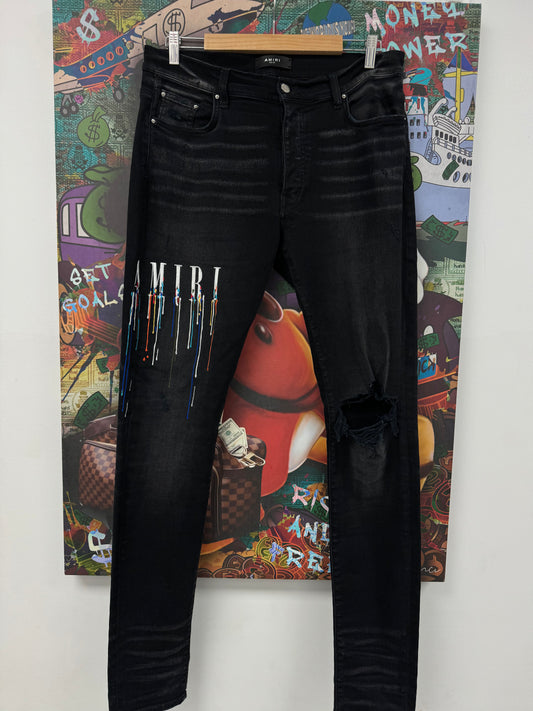 Amiri Jeans Black Paint Drip 34 Used