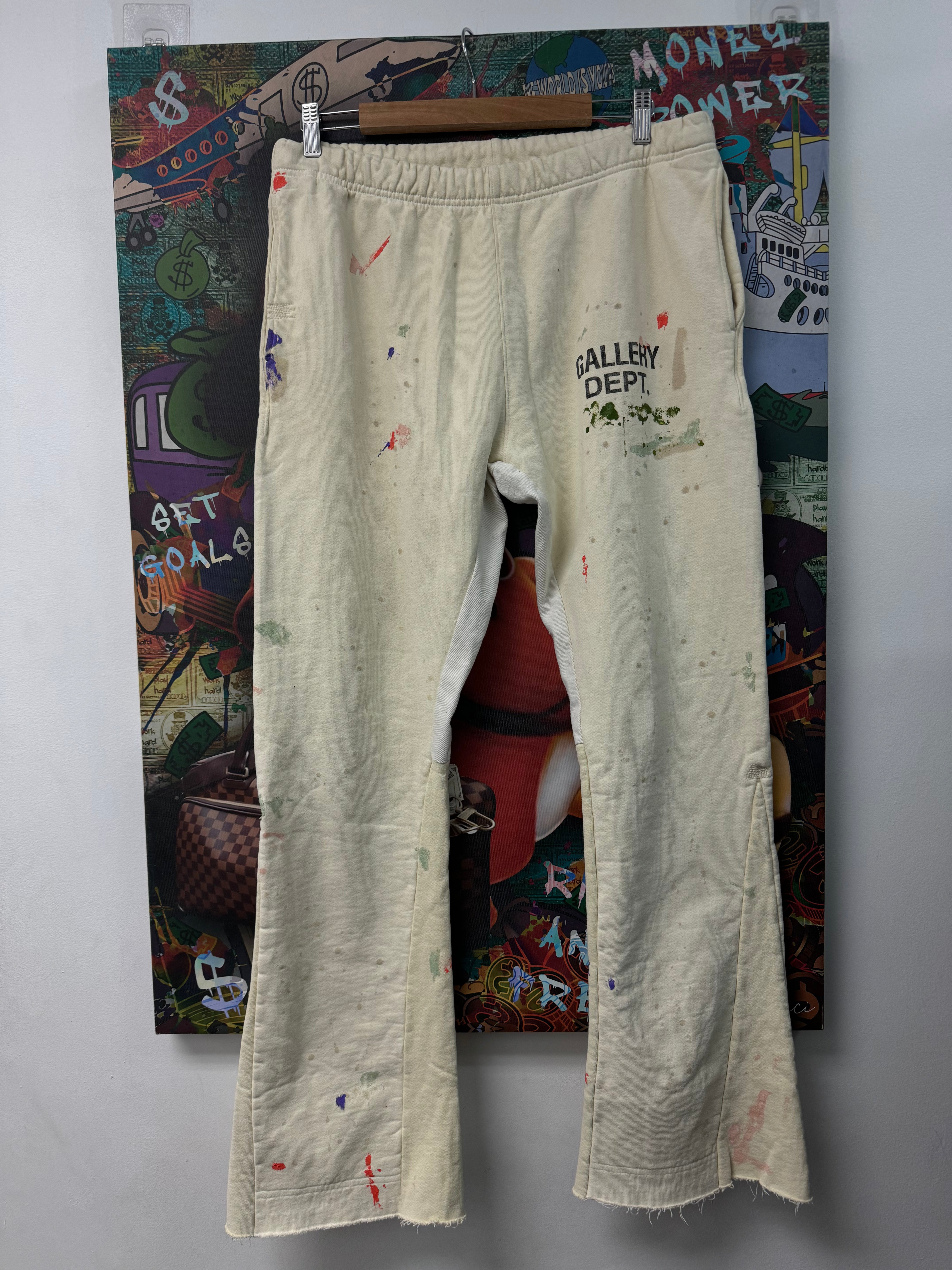Gallery Dept Cream Paint Splatter Flare Sweats