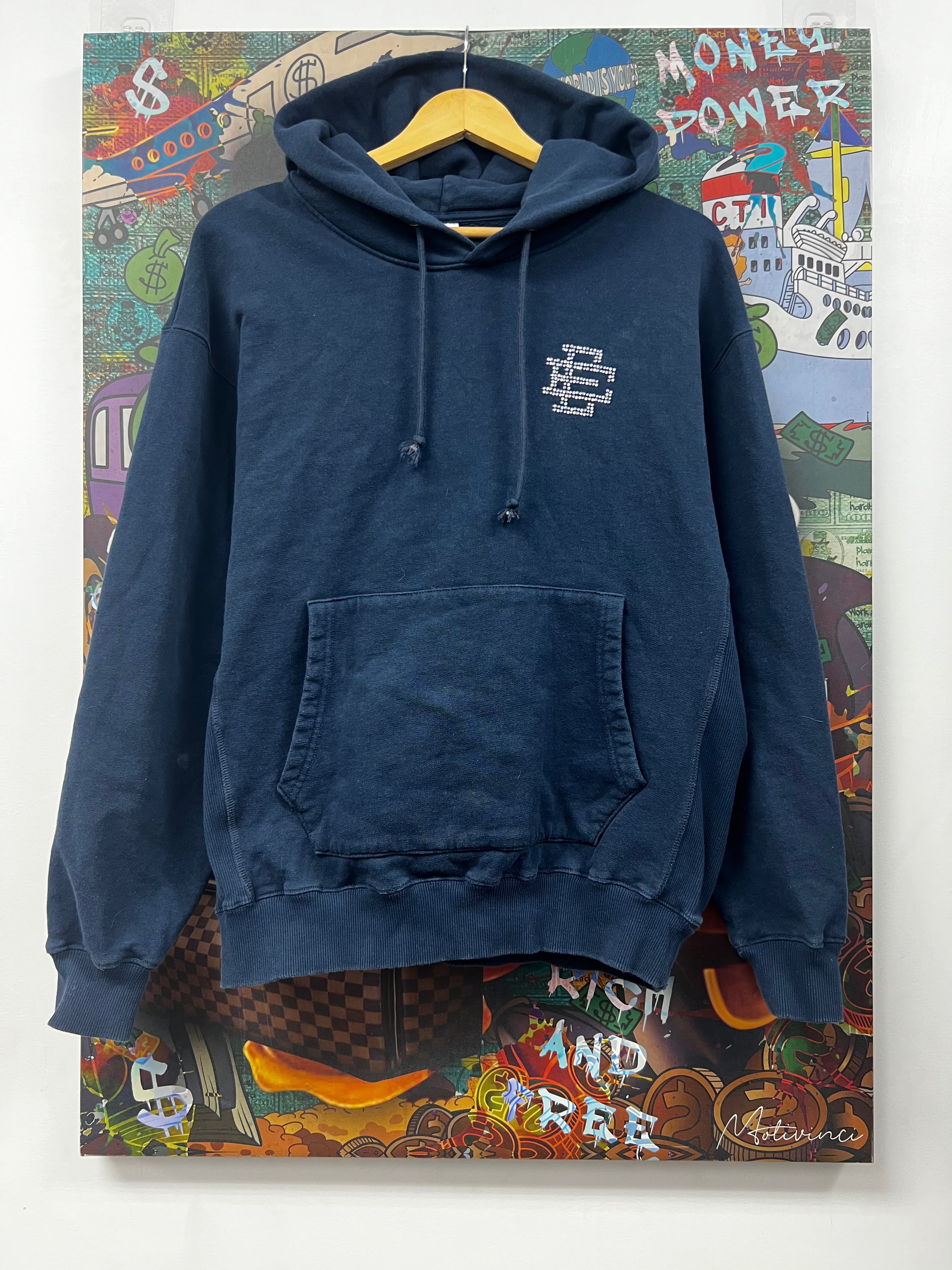 Eric Emanuel Navy Swarovski Logo Hoodie