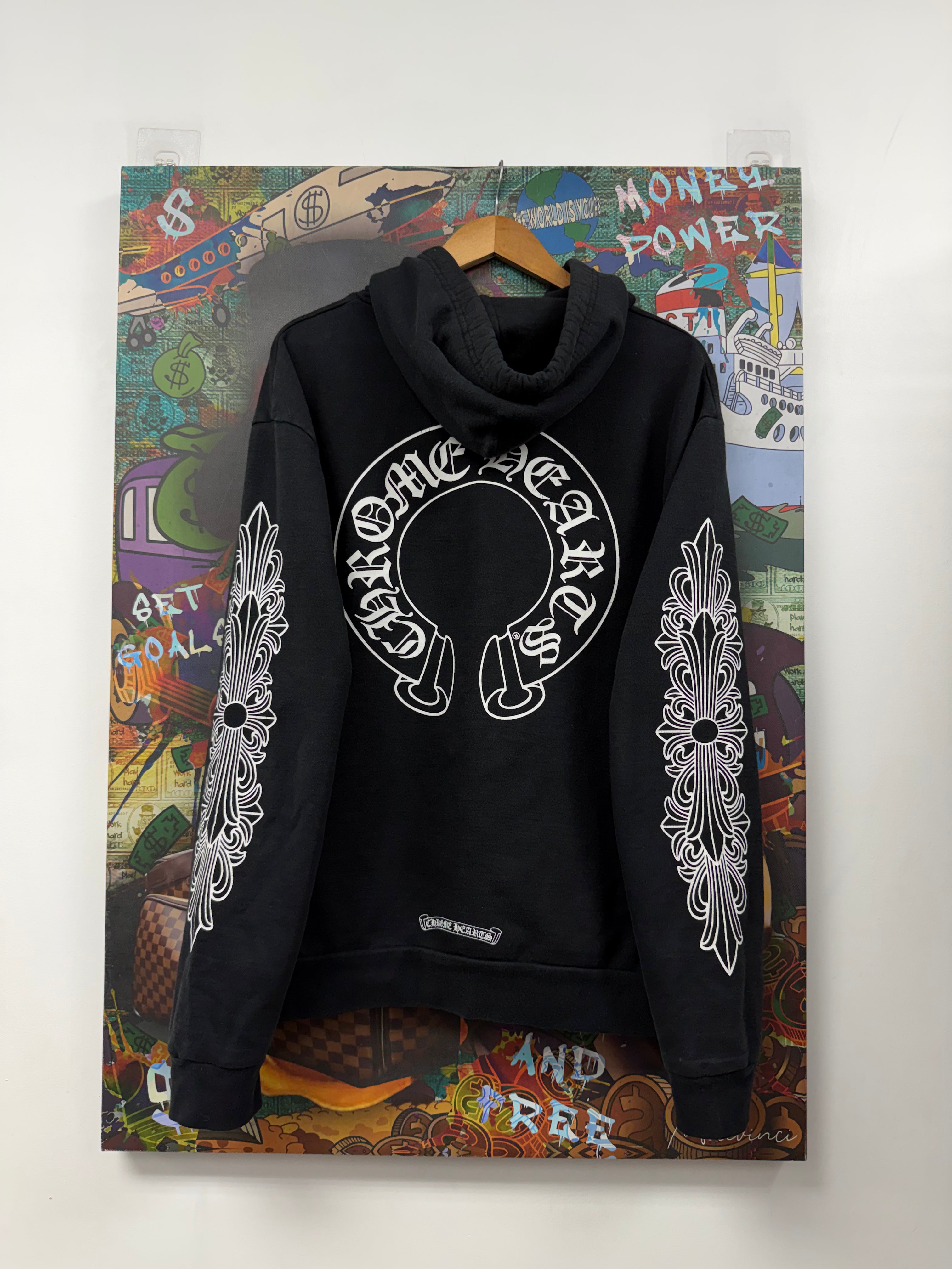 Chrome Hearts Black Floral Horseshoe Hoodie