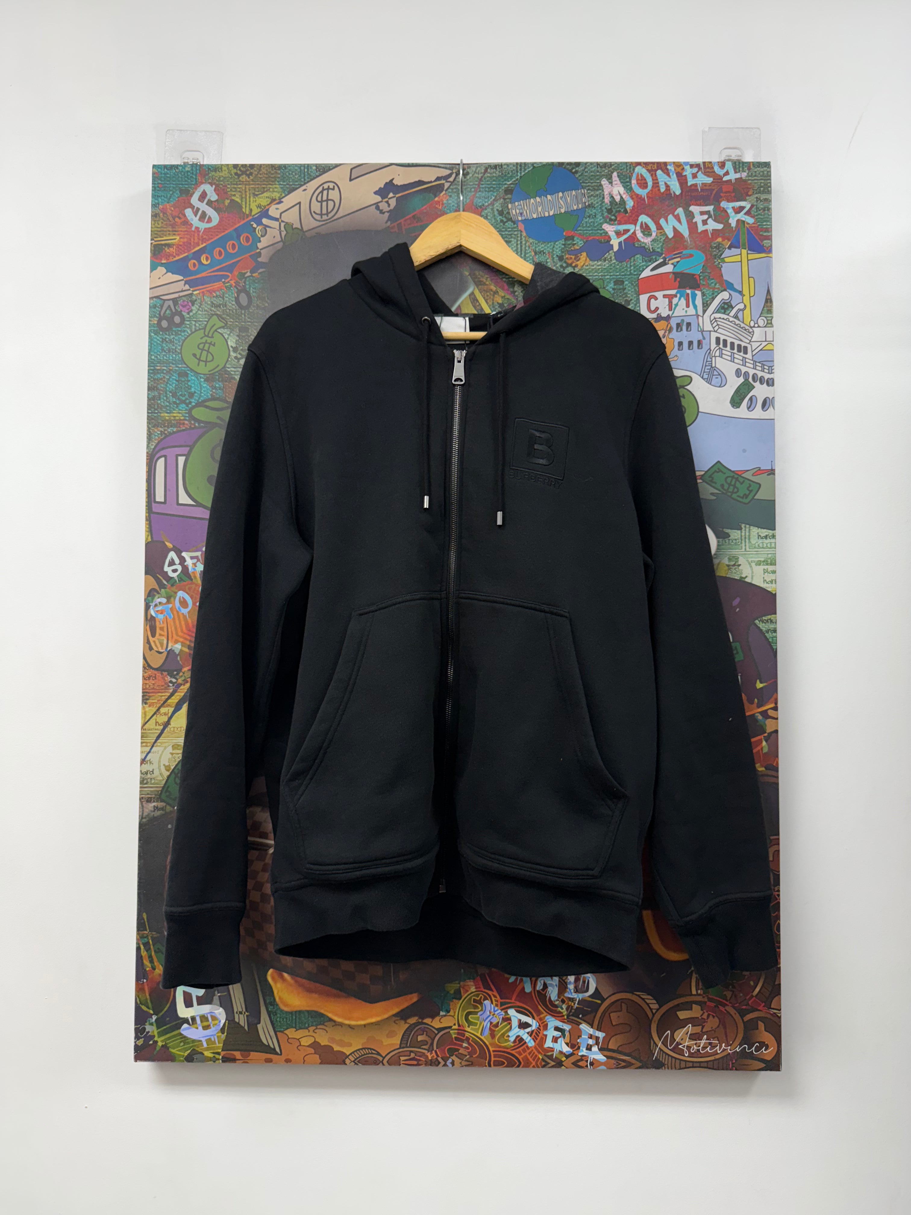 Burberry Black Tonal Logo Zip Up