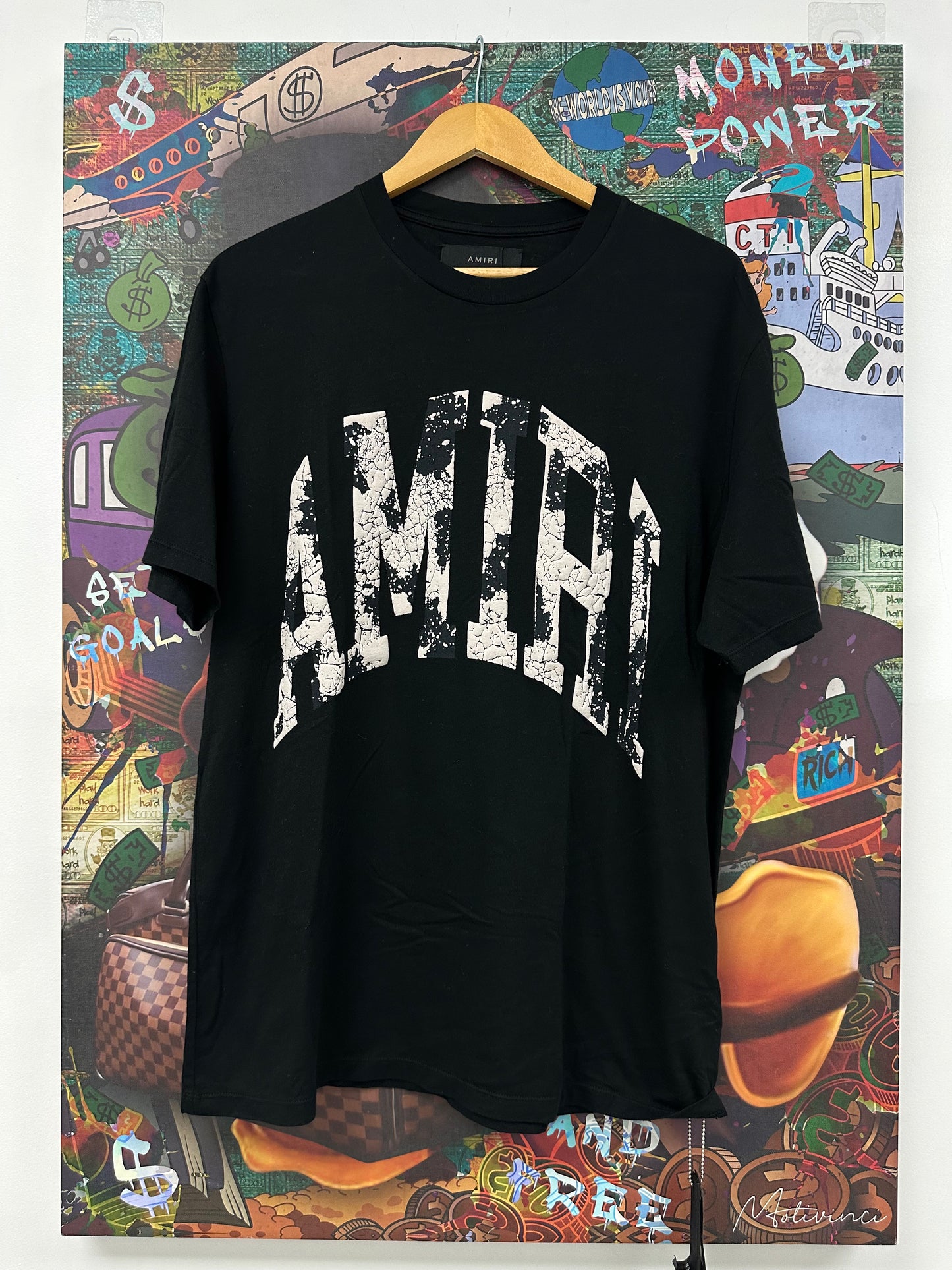 Amiri Crackle Arc Logo Tee Used Medium With Tags