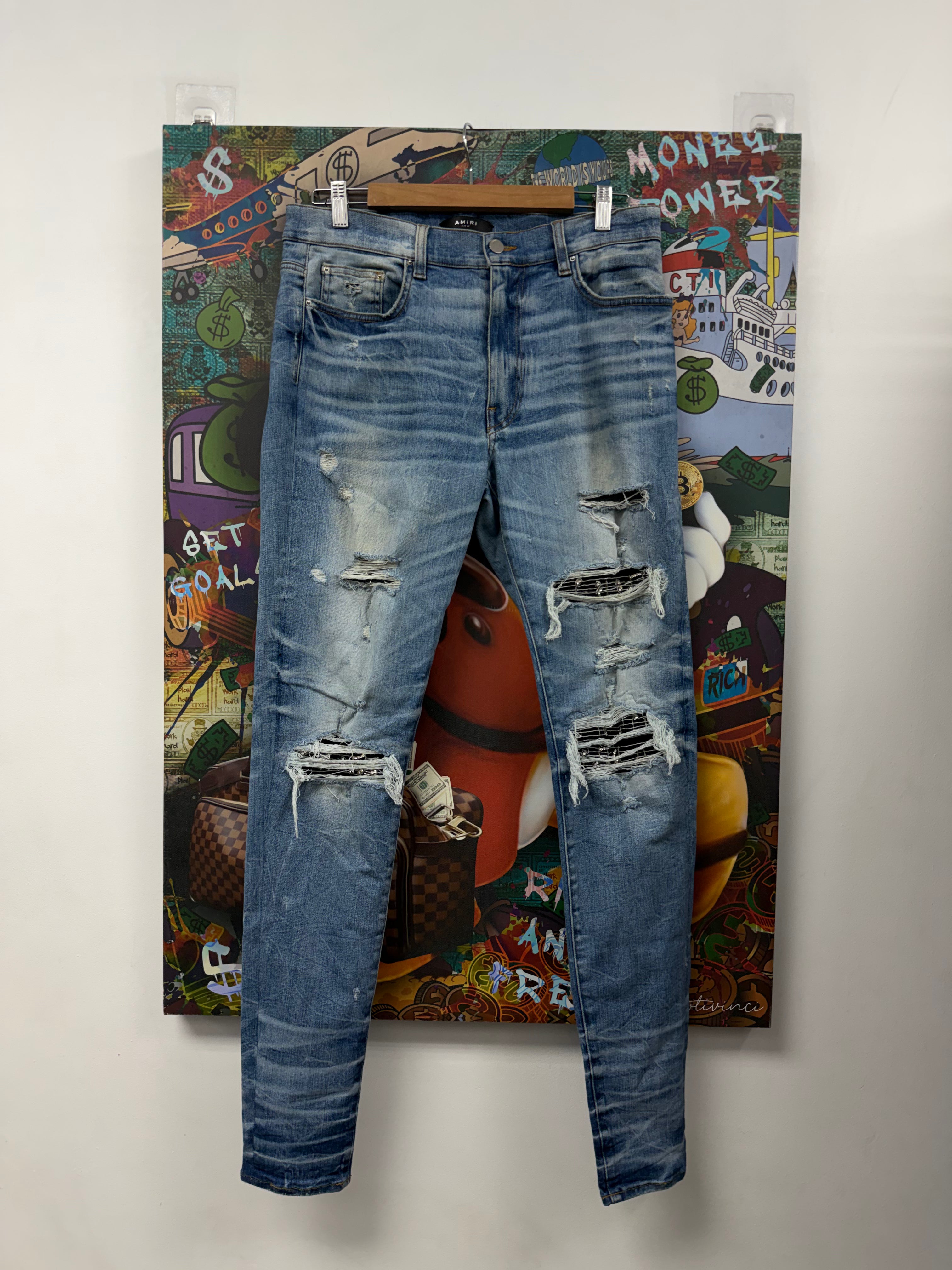 Amiri MX1 Light Wash Music Patch (Zipper) Jeans