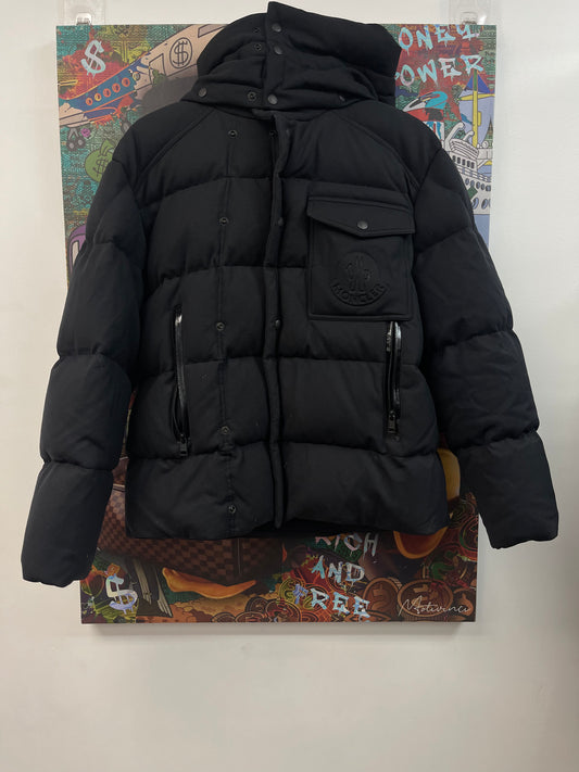 Moncler Embossed Logo Puffer Jacket Black Used 1 (Small) N/A