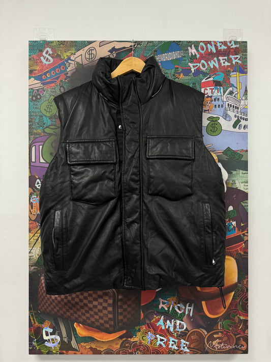 Amiri Vest Black Leather Medium Used