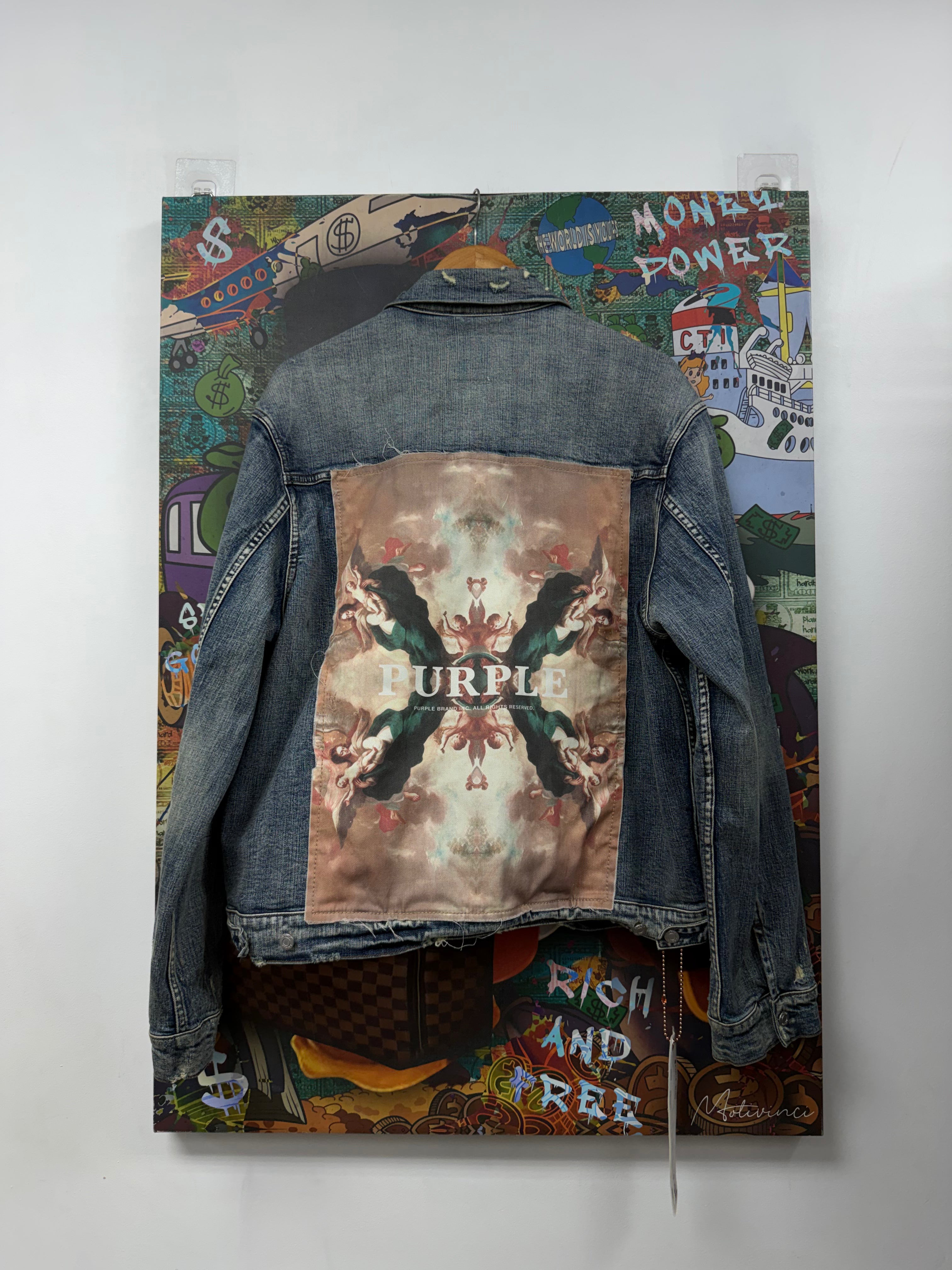 Purple Brand Light Wash Photo Renissance Denim Jacket