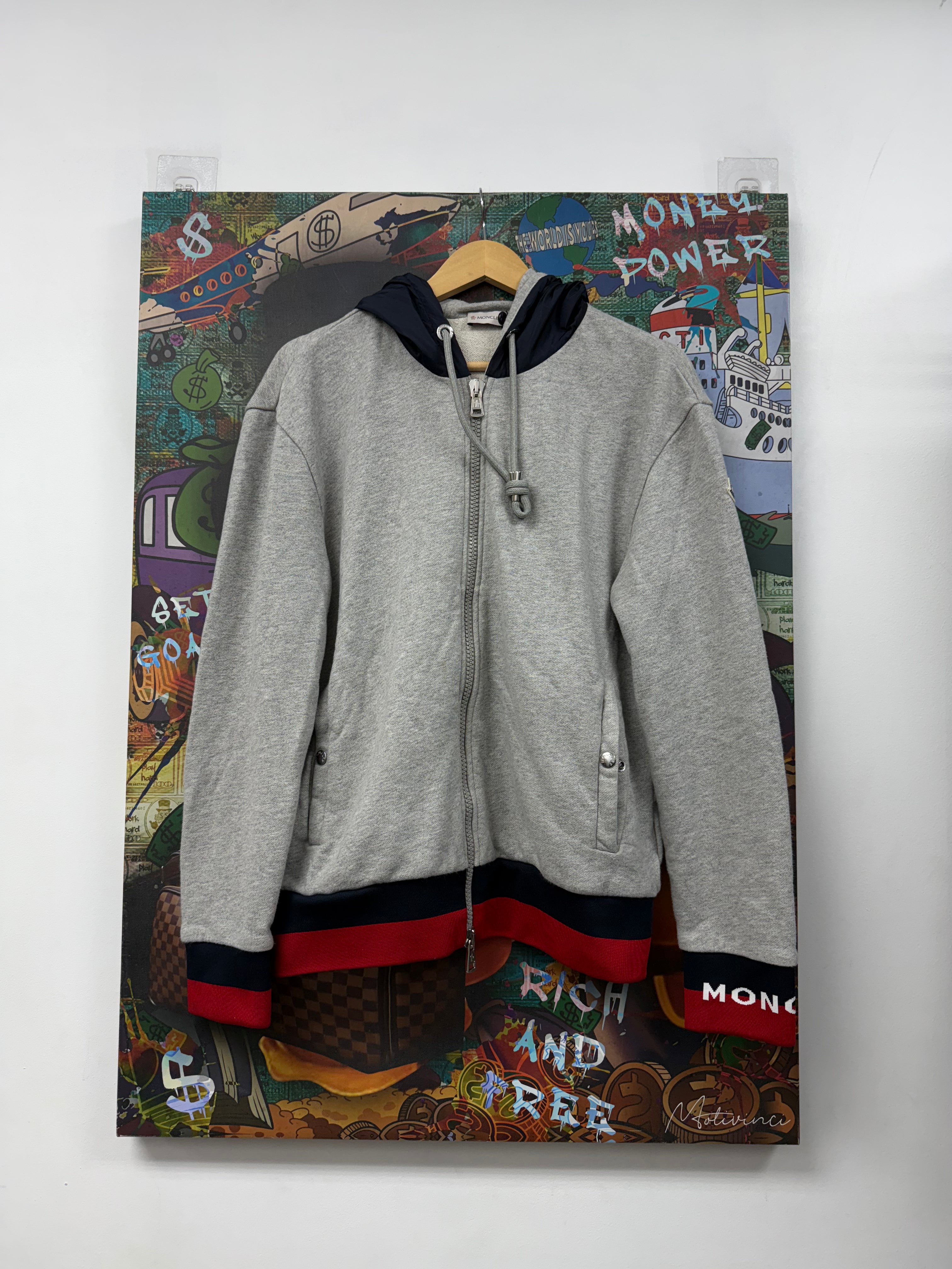 Moncler Grey Navy Nylon Zip Up