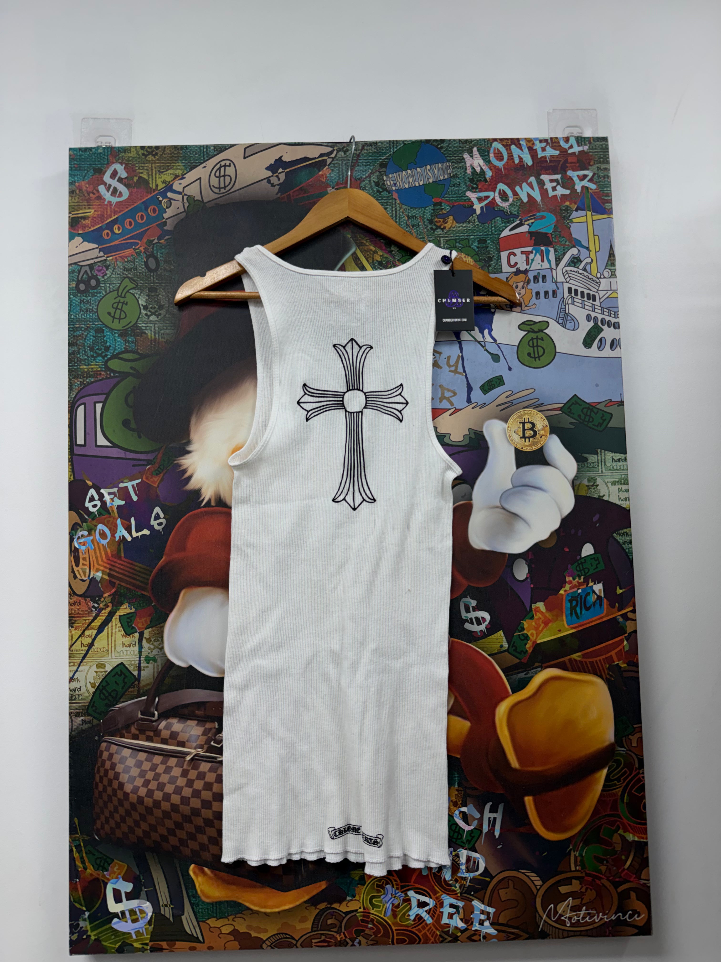 Chrome Hearts White Big Cross Tank Top