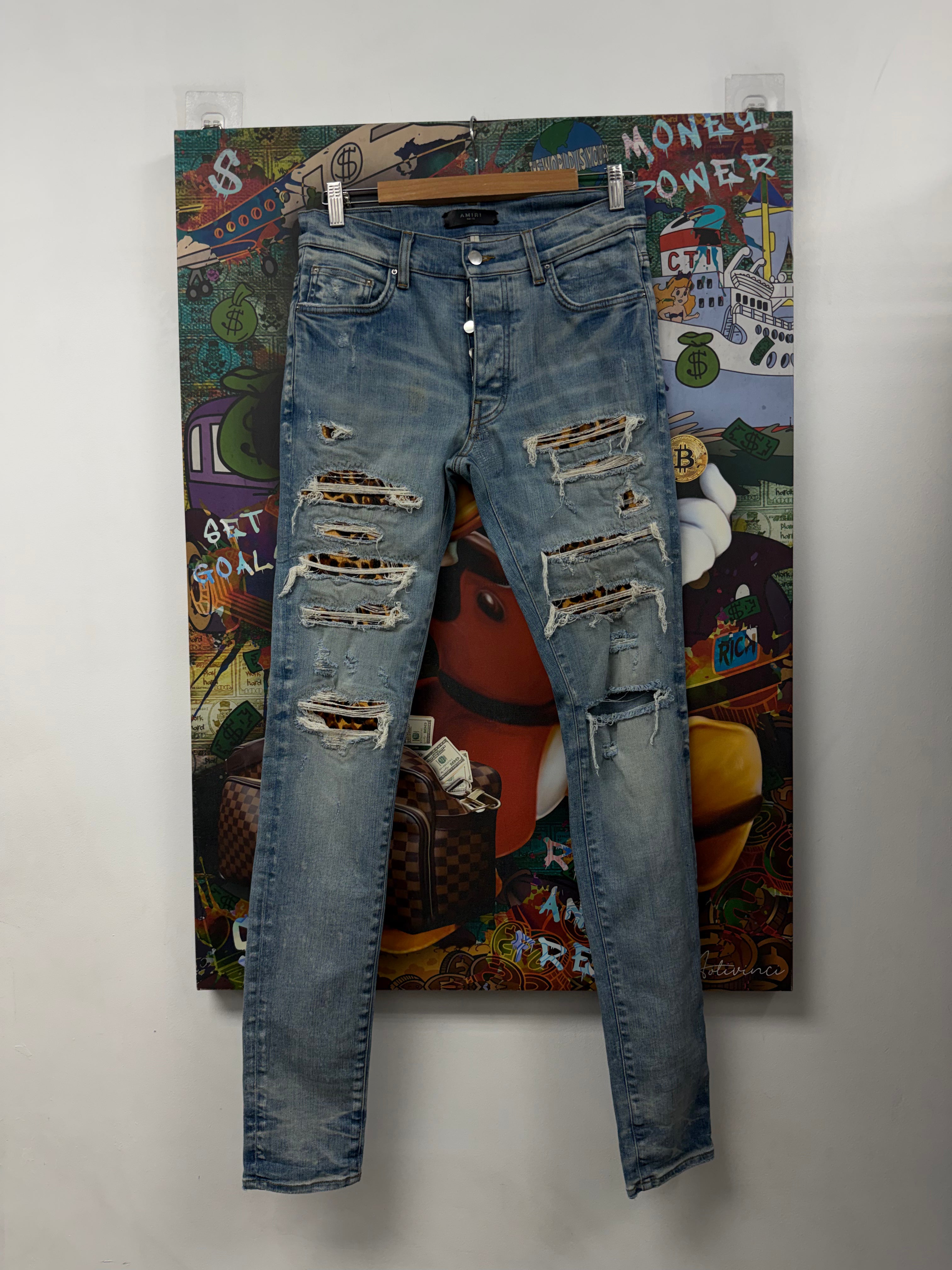 Amiri Light Wash Cheetah Jeans