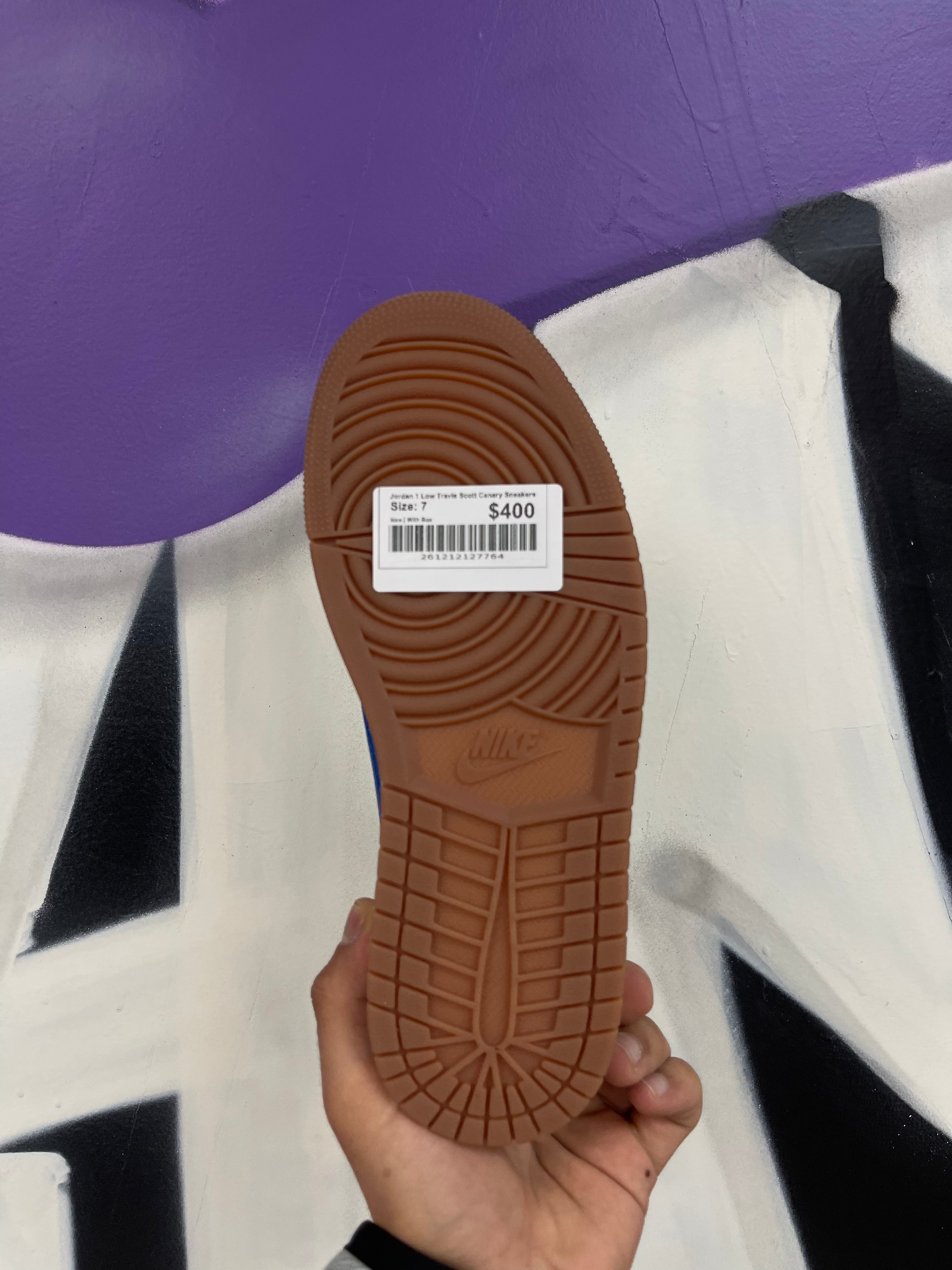 Jordan 1 Low Travis Scott Canary Sneakers