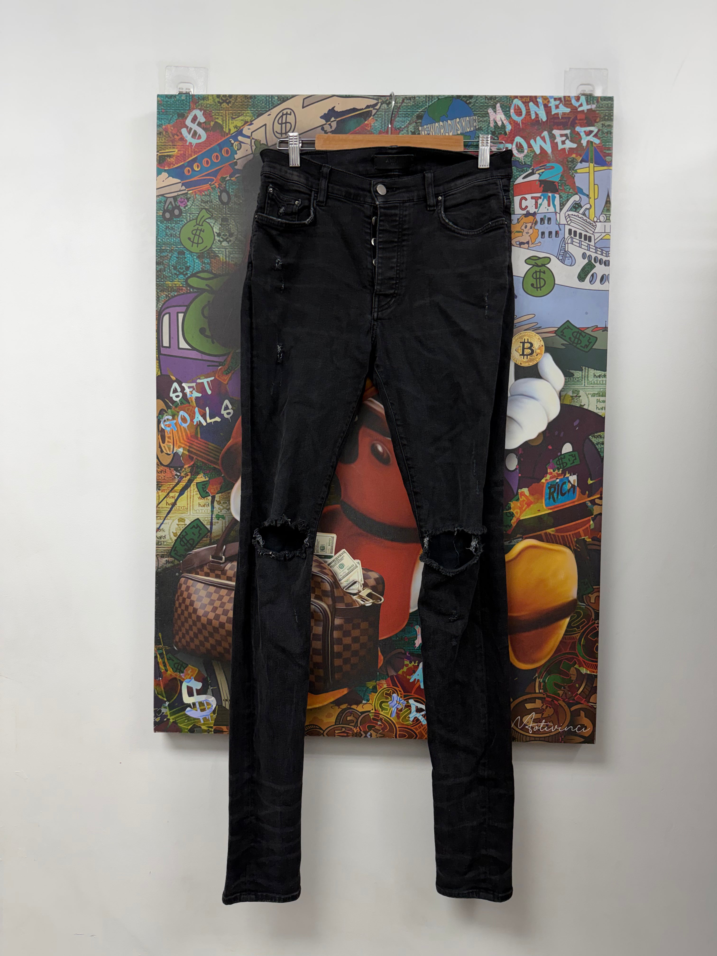Amiri Black Plain Ripped Jeans