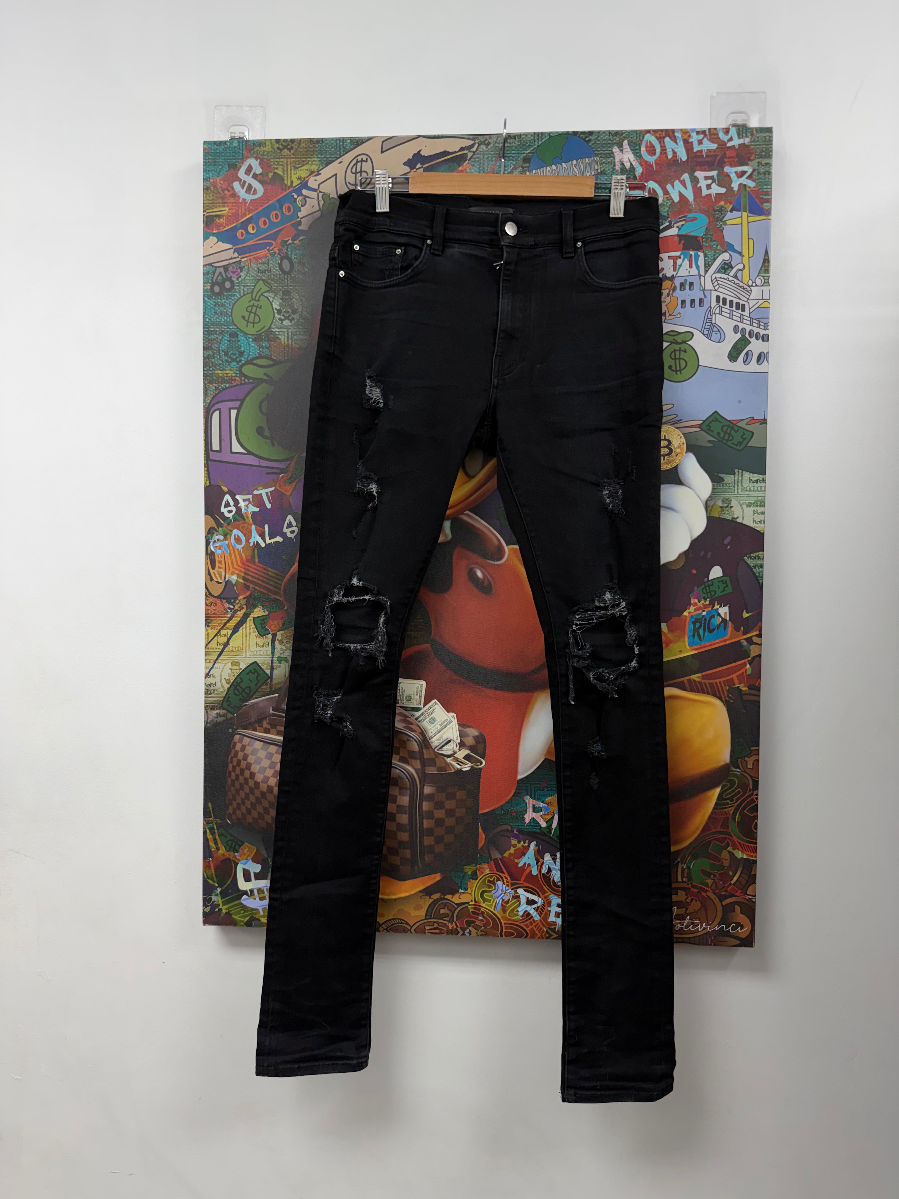 Amiri Black Plain Ripped Jeans