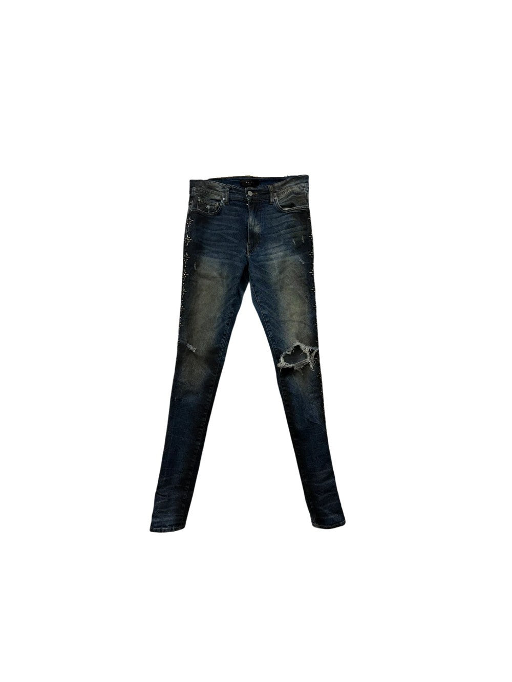Amiri Studded Thrasher Rust Indigo Jeans