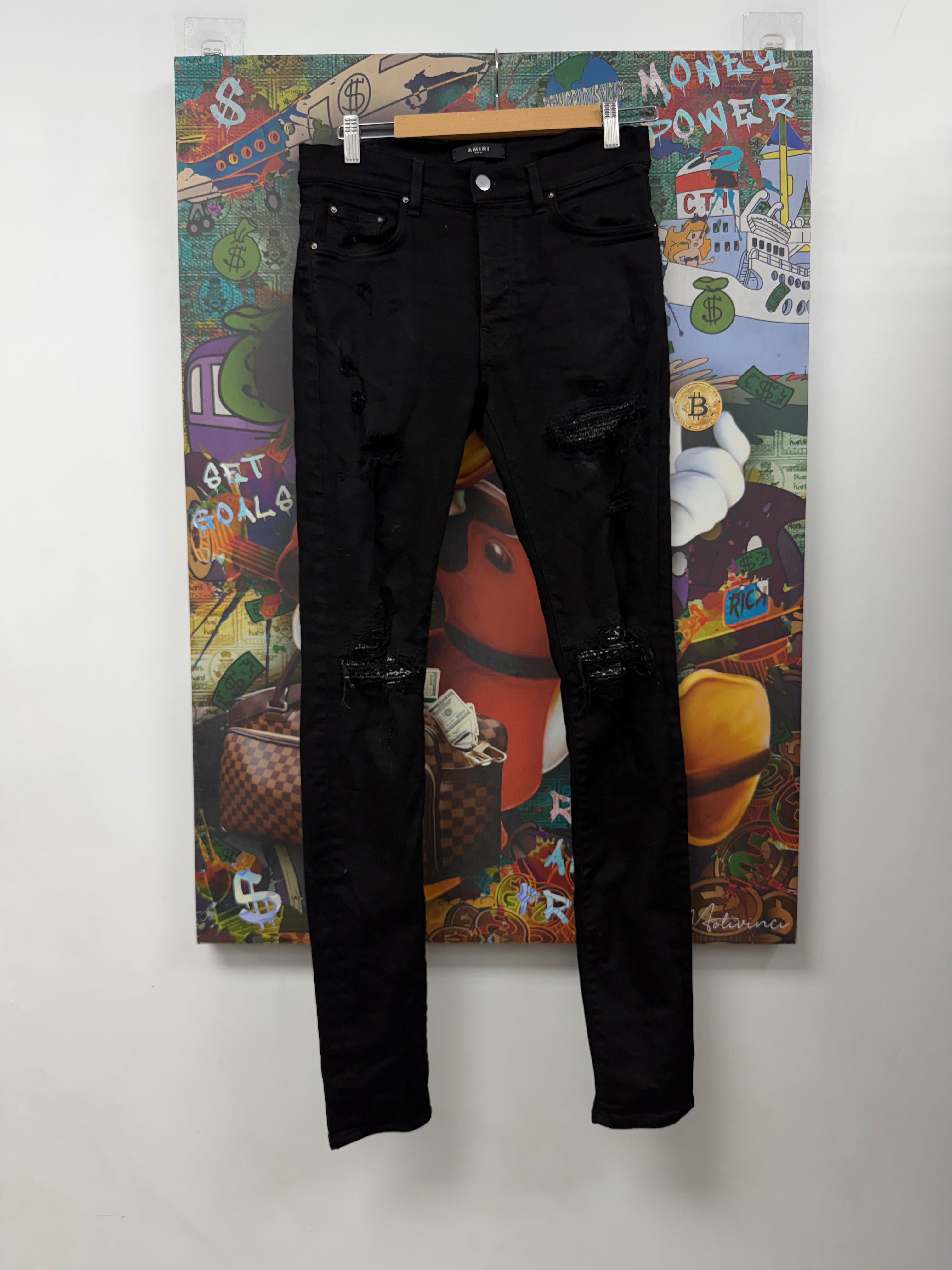 Amiri MX1 Black Bandana Patch Jeans