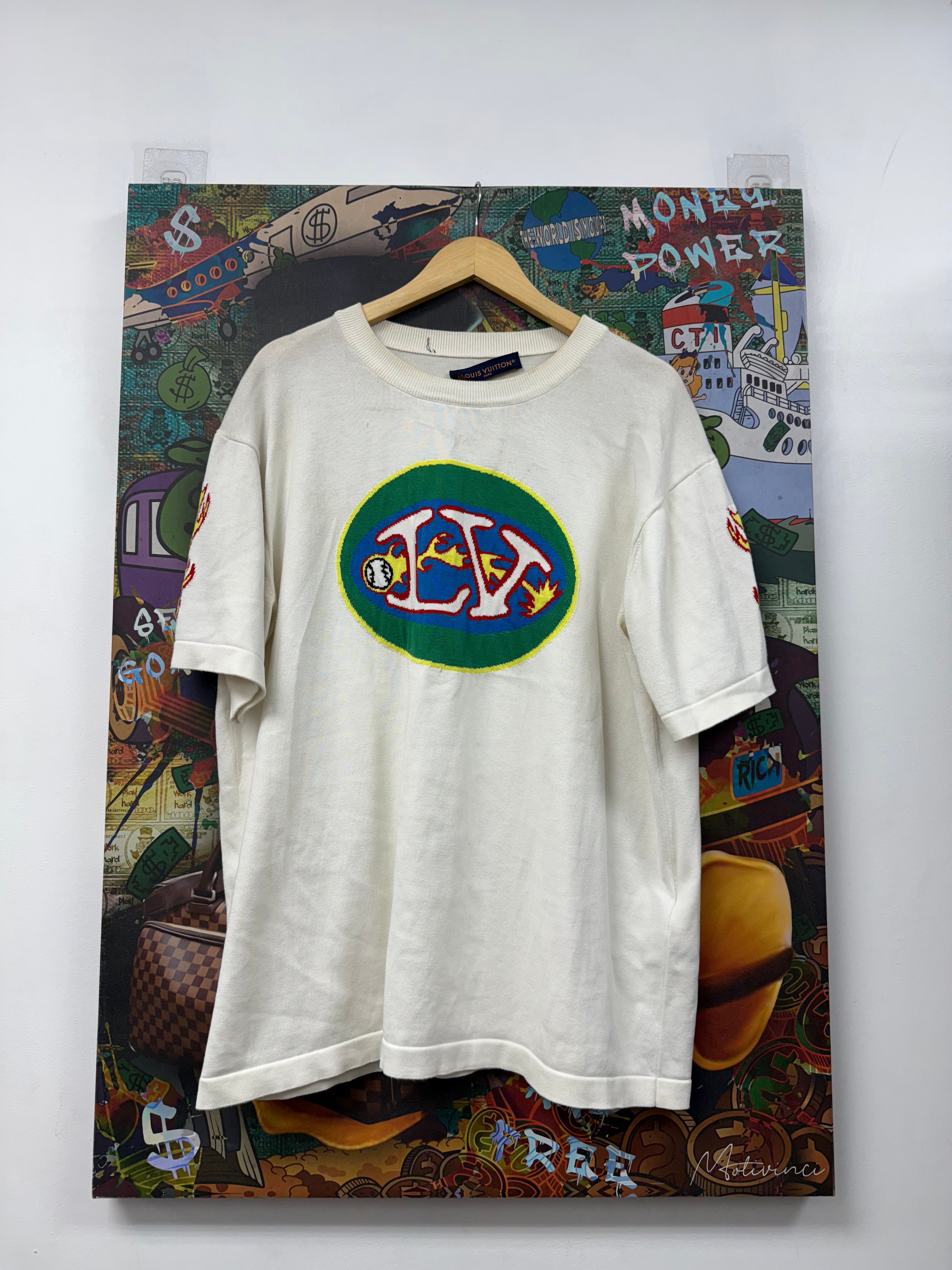 Louis Vuitton White Flame Baseball Knit Tee