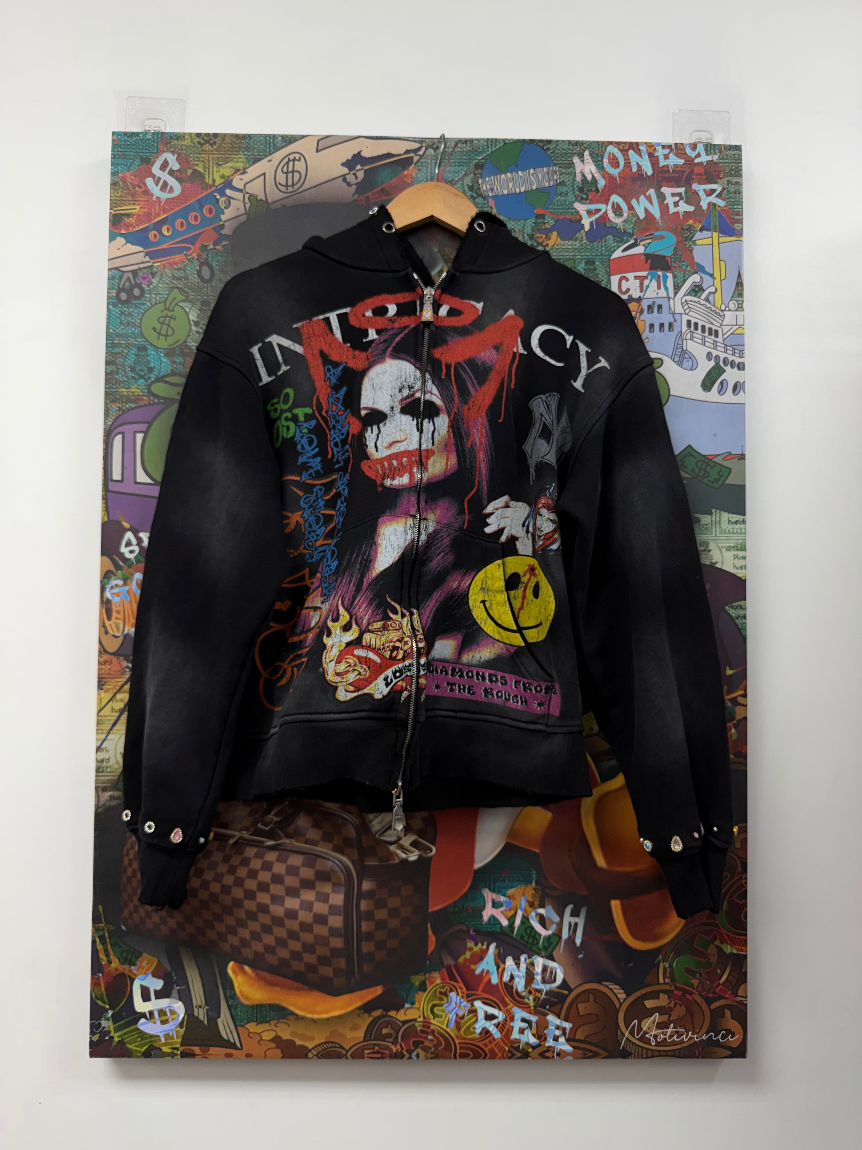 Lost Intricacy Black Front Page Magazine Zip Up Hoodie