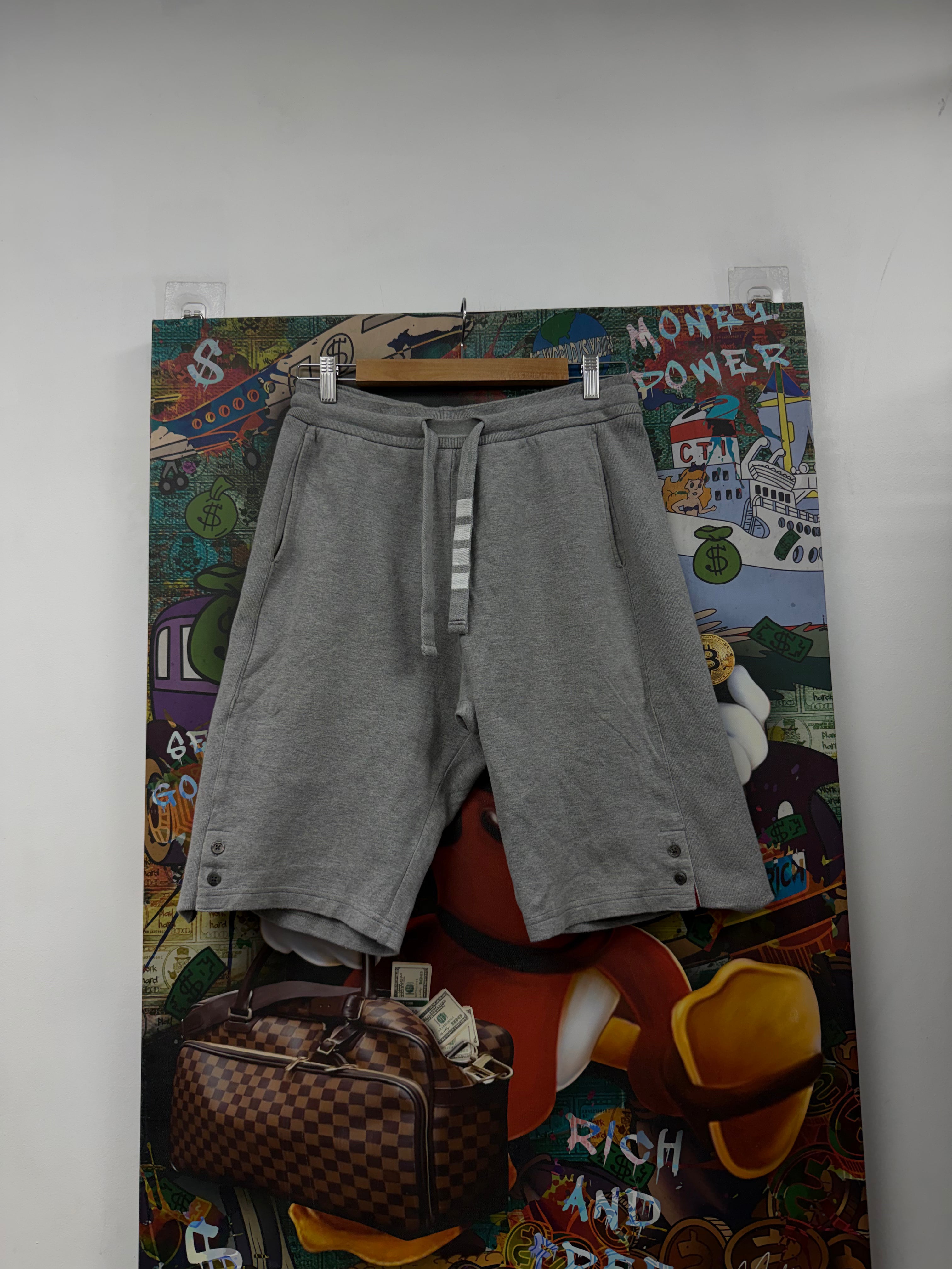 Thom Browne Grey 4 Bar String Logo (1) Shorts