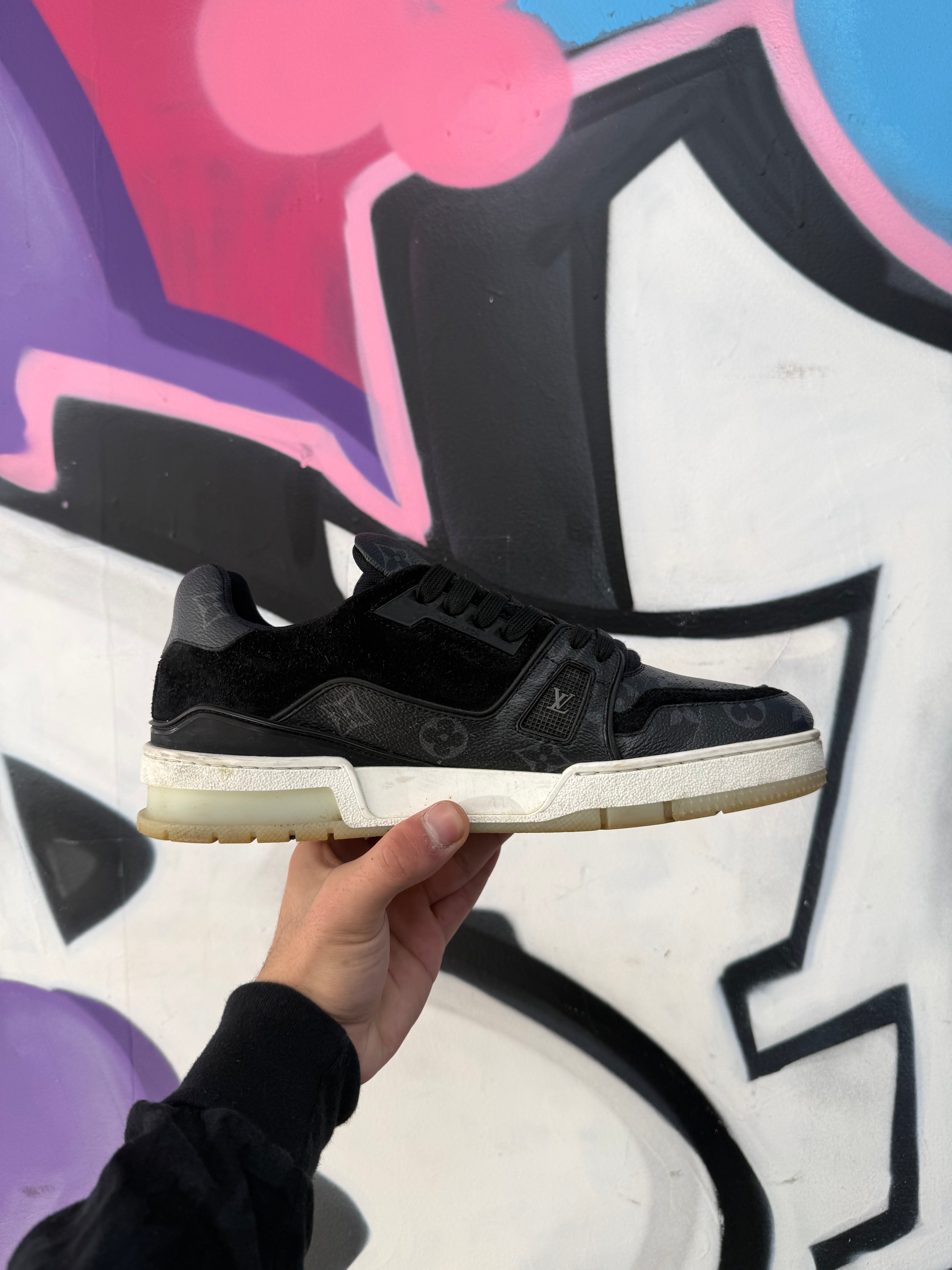 Louis Vuitton Black Monogram Trainer Sneakers