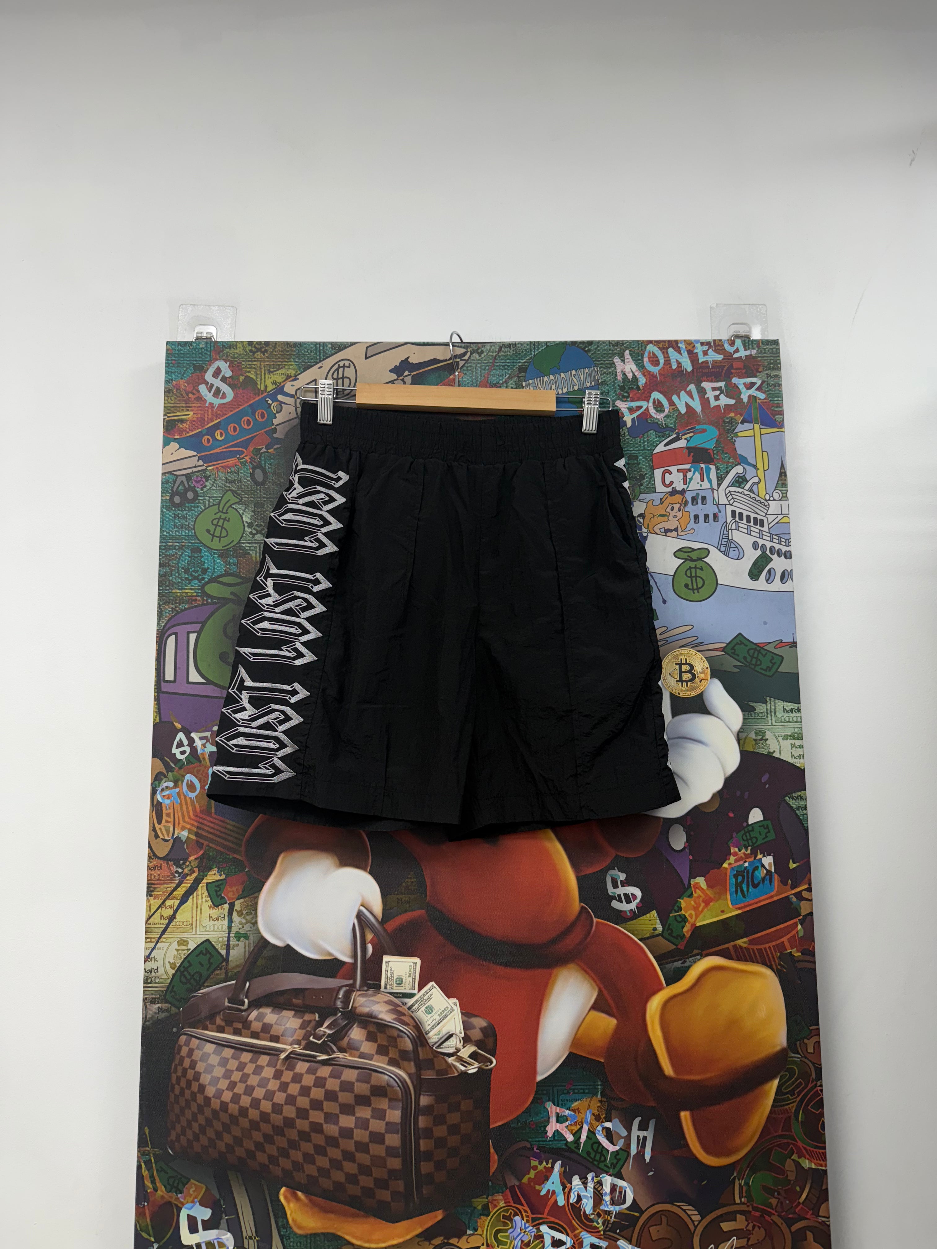 Lost Intricacy Black Silver Track Shorts