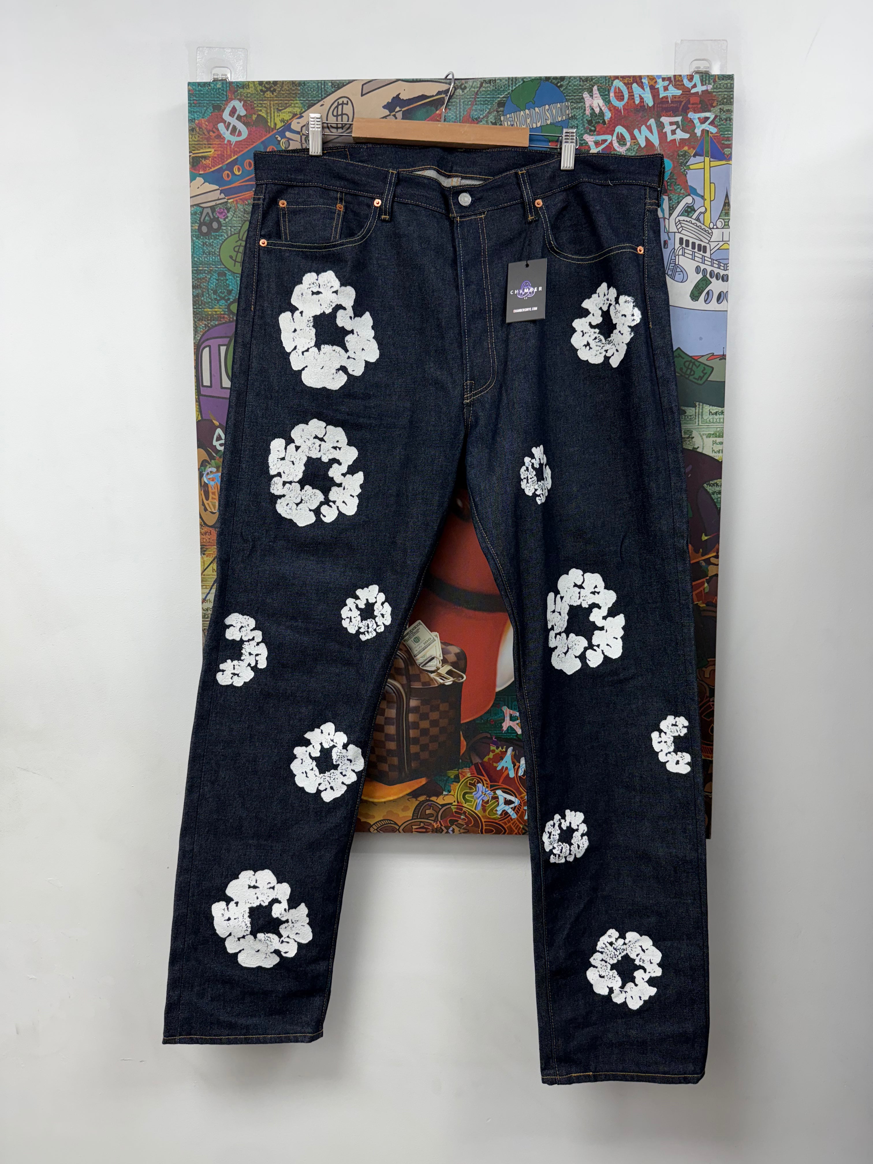 Denim Tears Navy Cotton Wreath Jeans