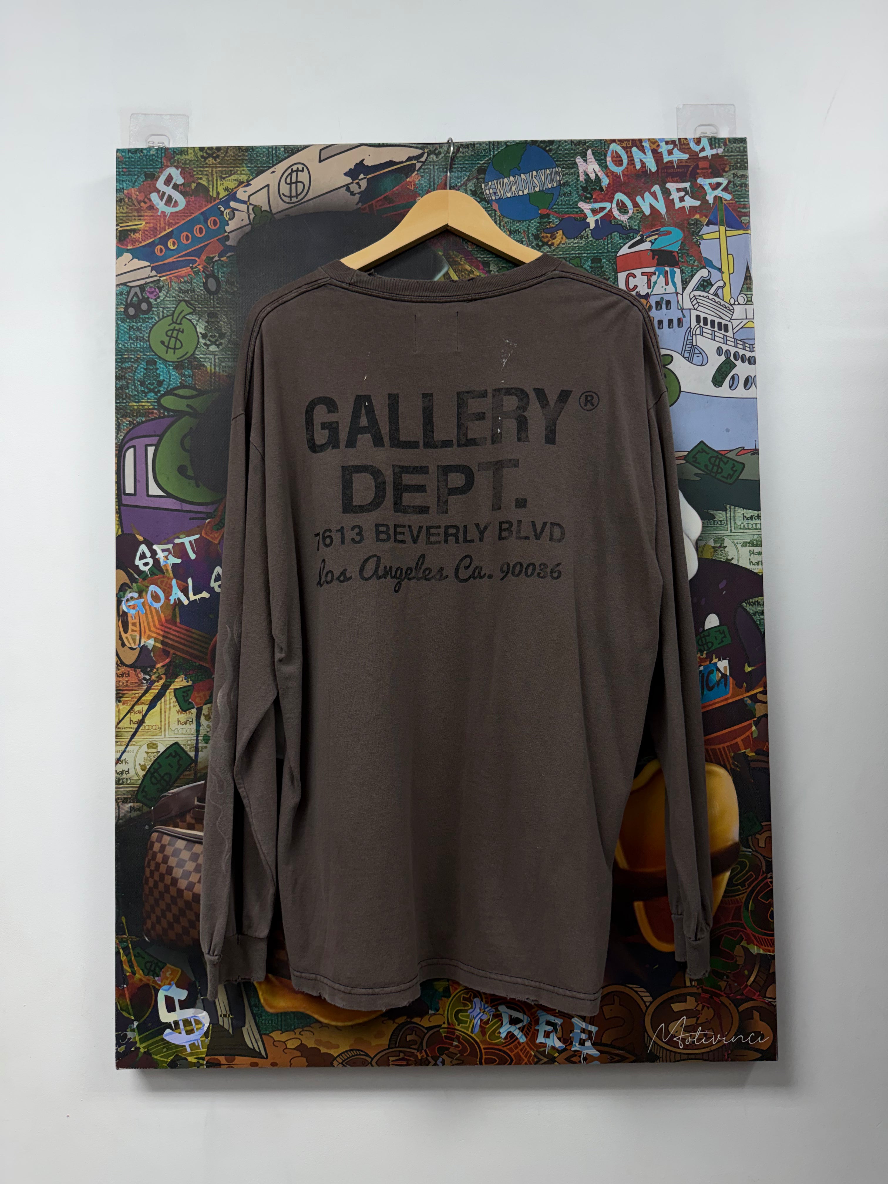 Gallery Dept Brown White Distressed Long Sleeve