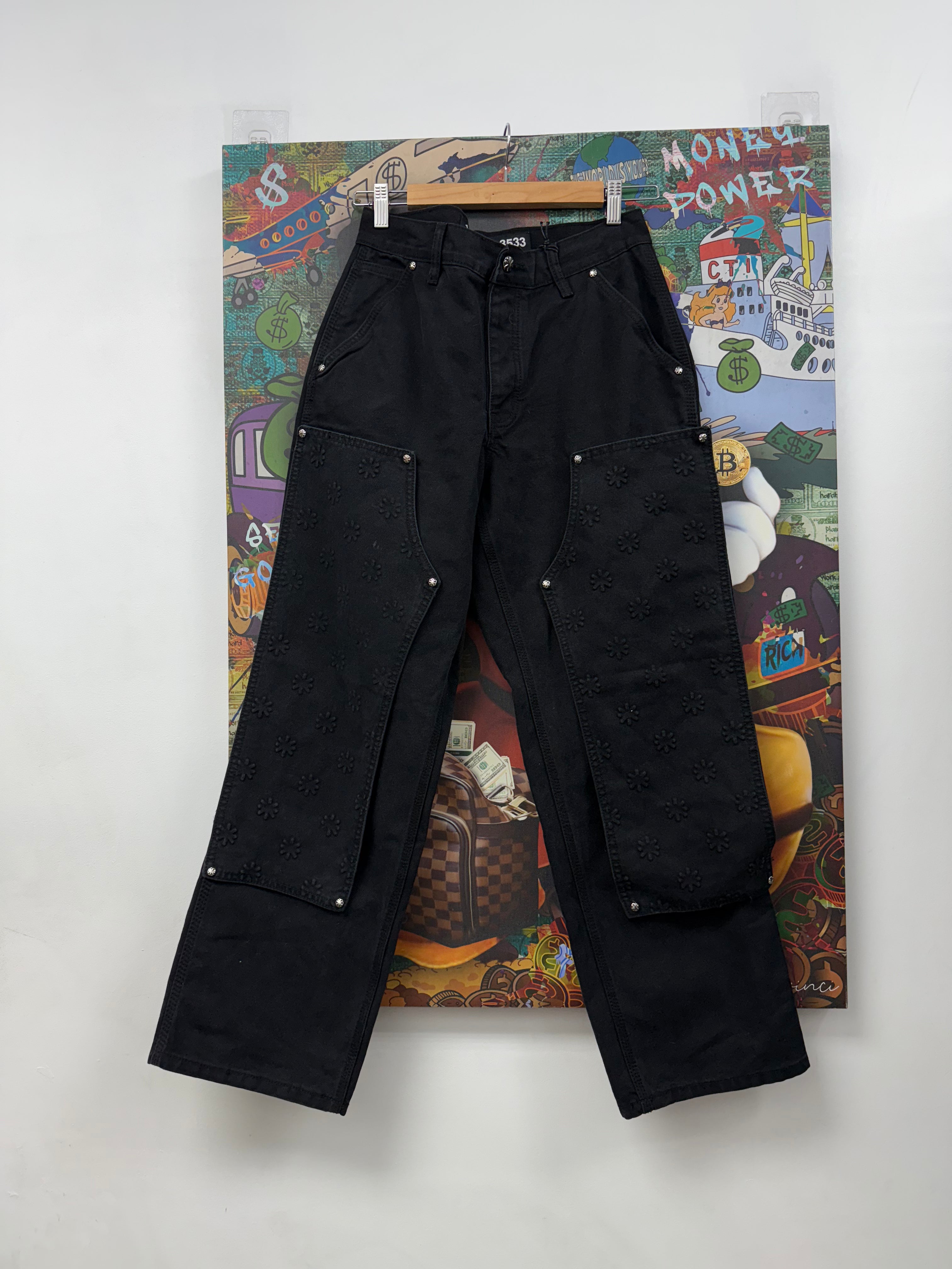 LOST SHDWS Black Embossed Double Knee (Flawed) Jeans