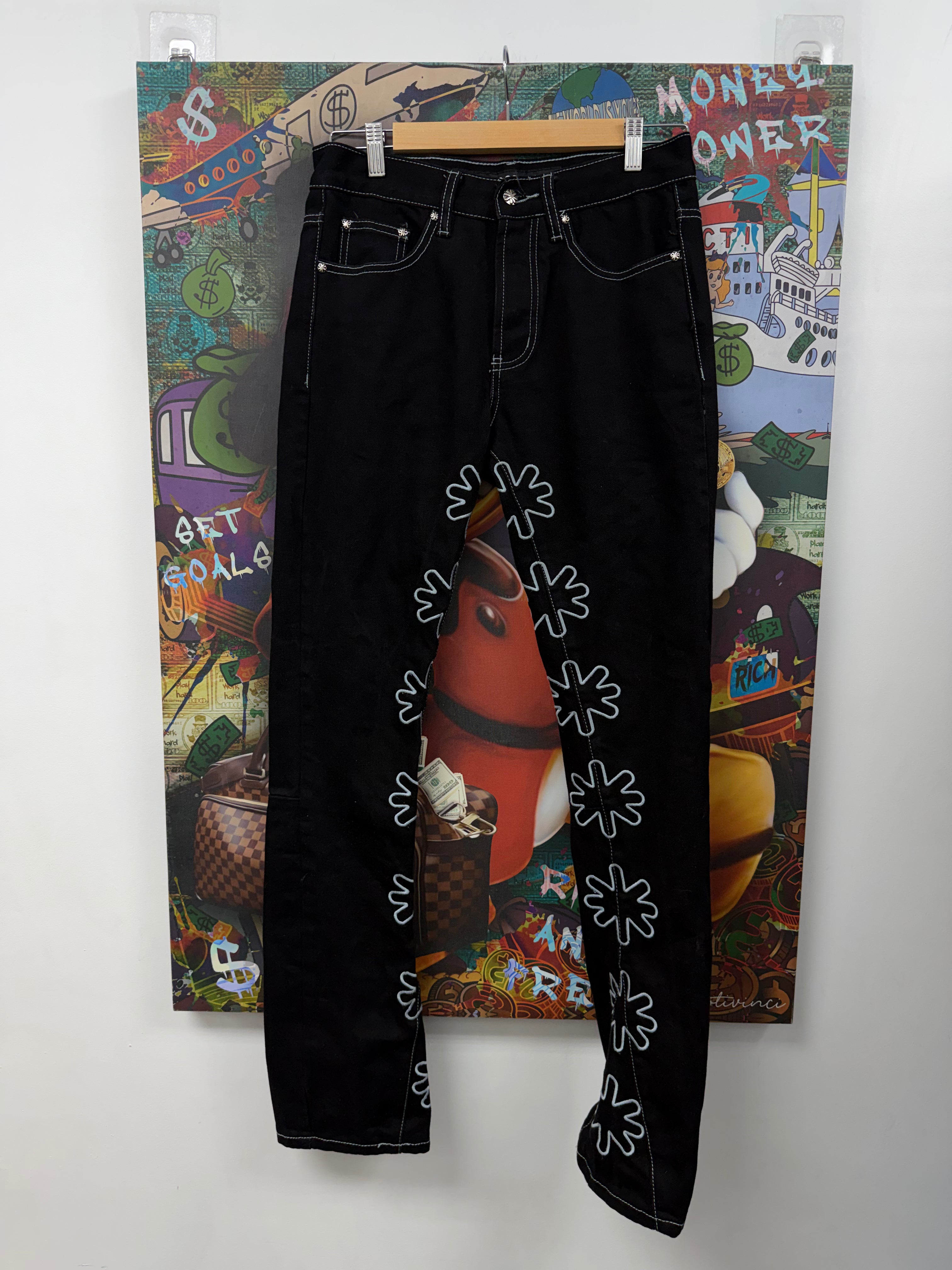 LOST SHDWS Black Baby Blue Outline Jeans