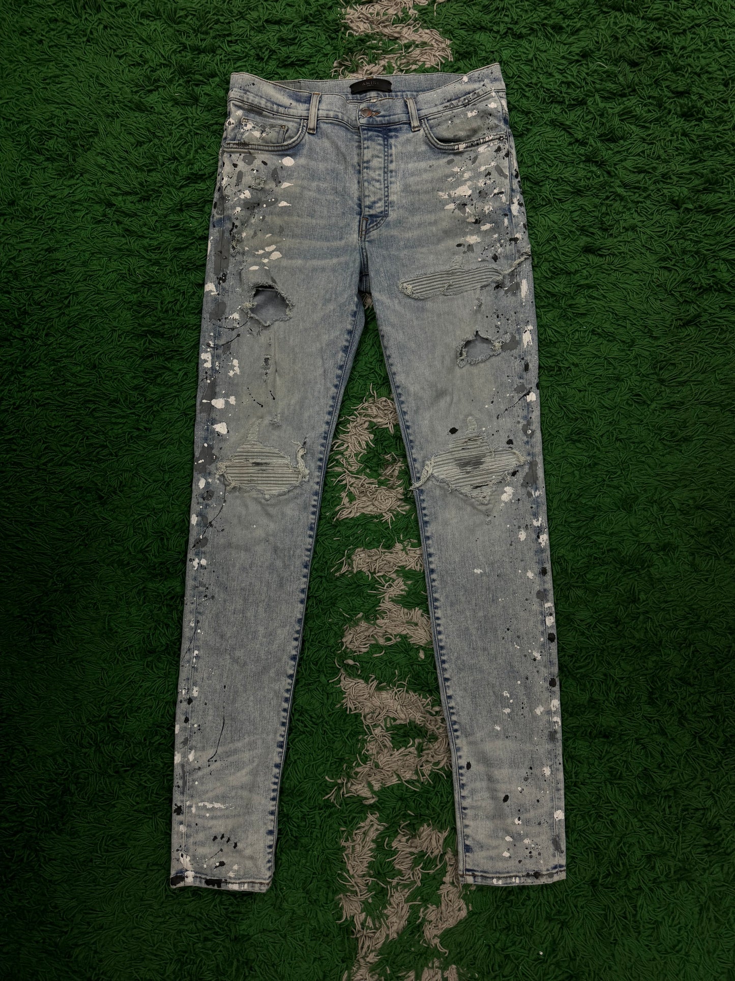 Amiri Jeans MX1 Denim Paint Splatter Used 34 N/A