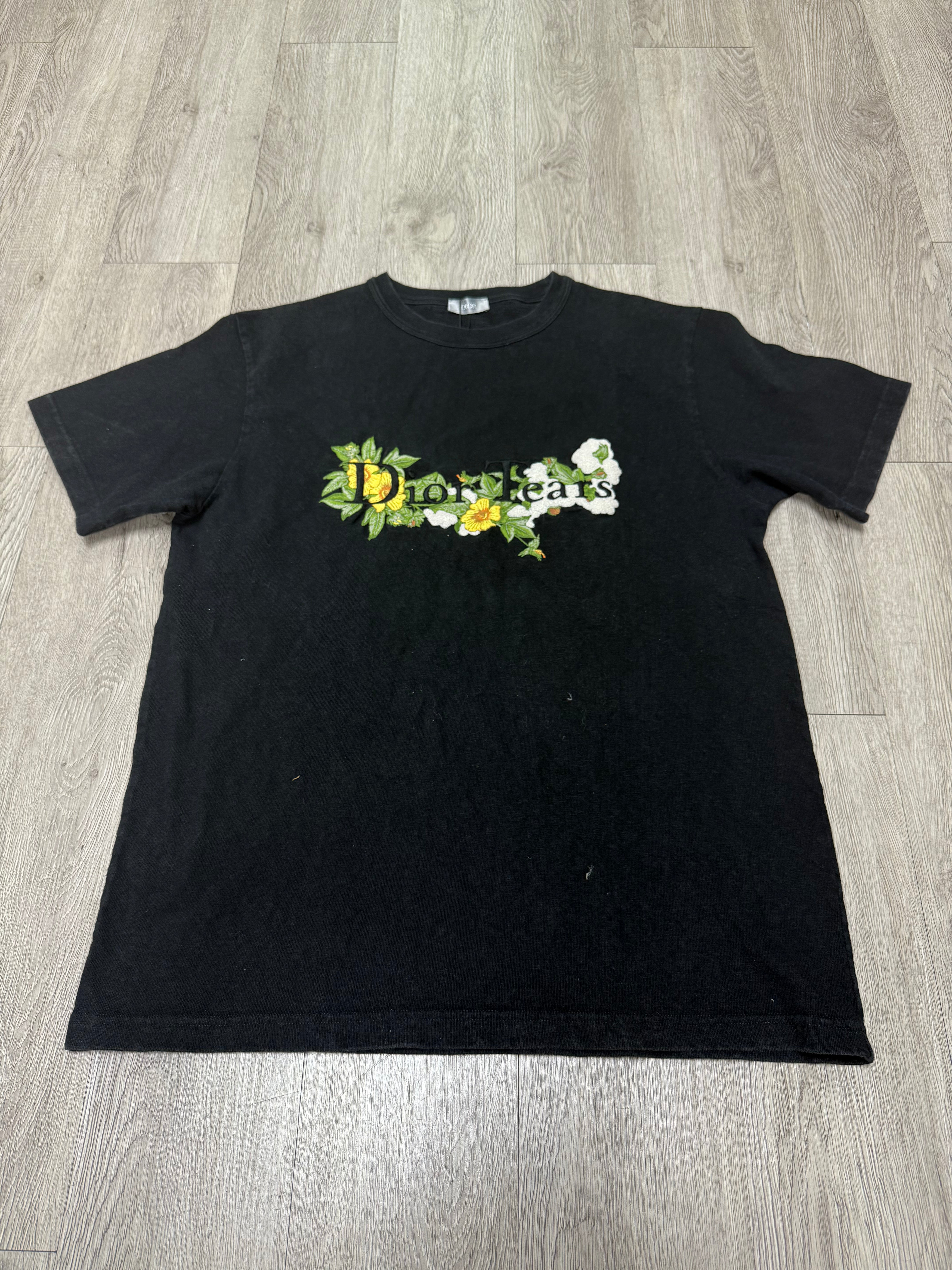 Dior Black Denim Tears Floral Logo Tee