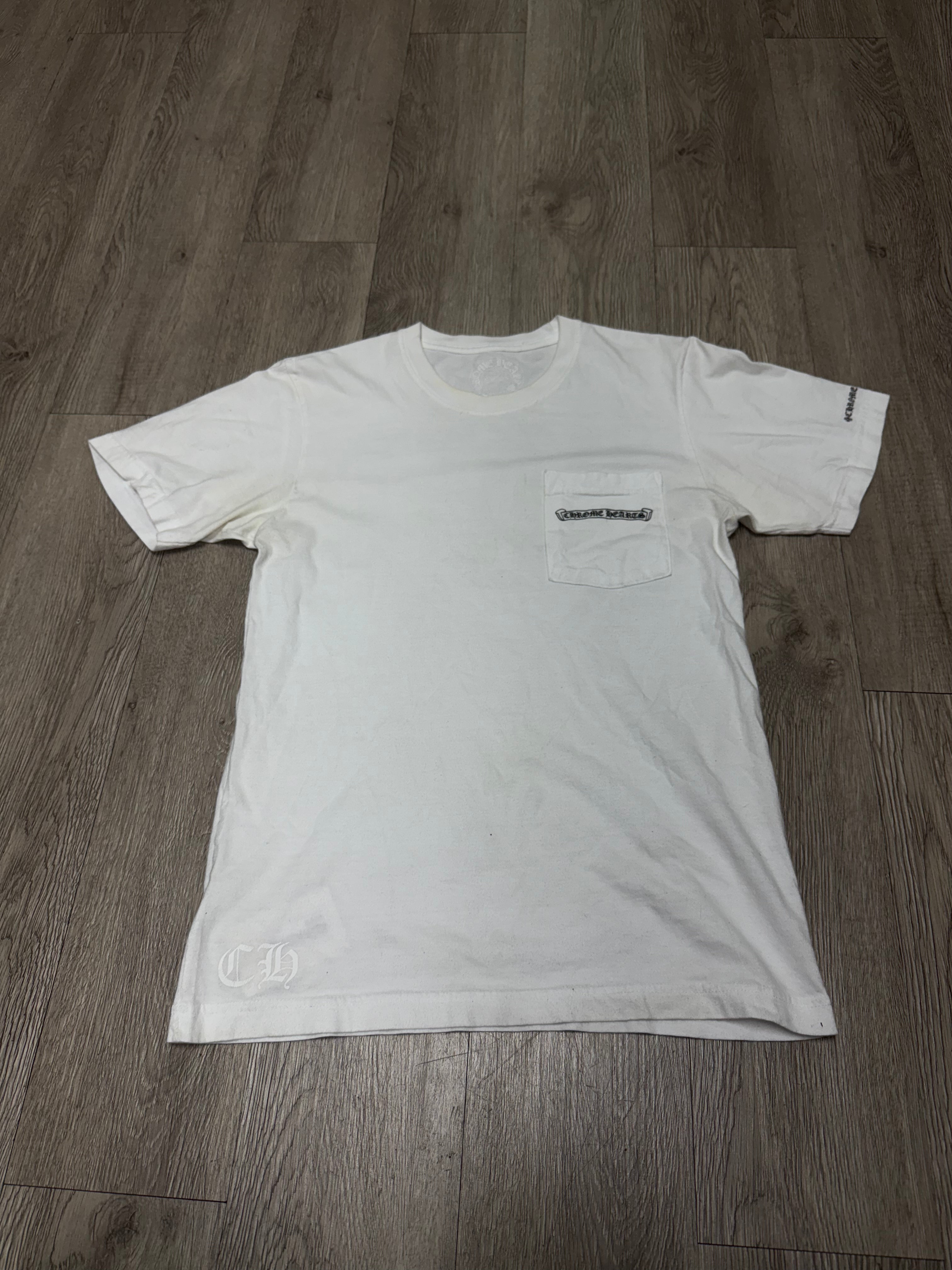 Chrome  Hearts White Black Scroll Logo Tee