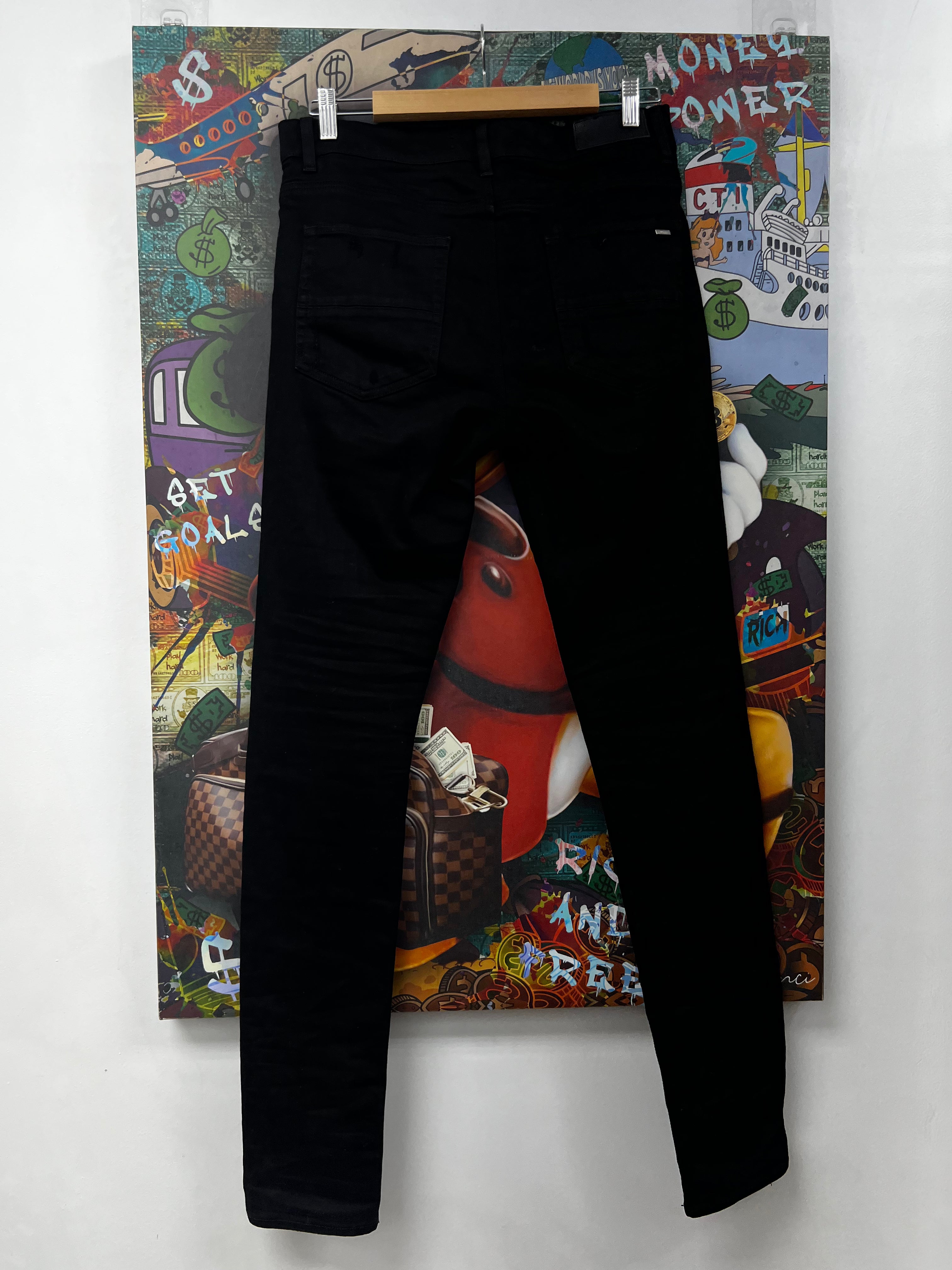 Amiri MX1 Black Black Velour Patch Jeans