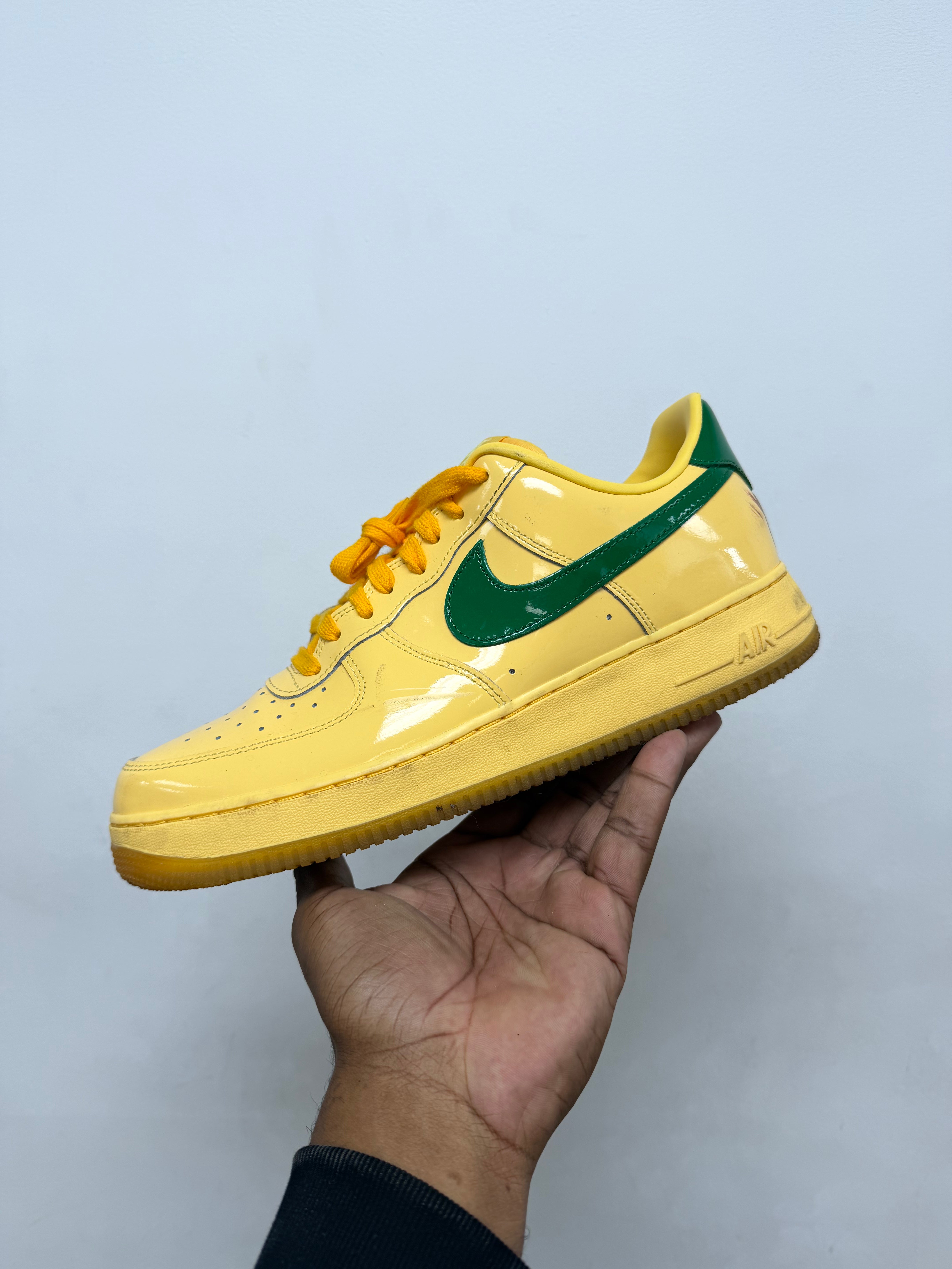 Nike Patent Leather AF1 Yellow Green Sneakers