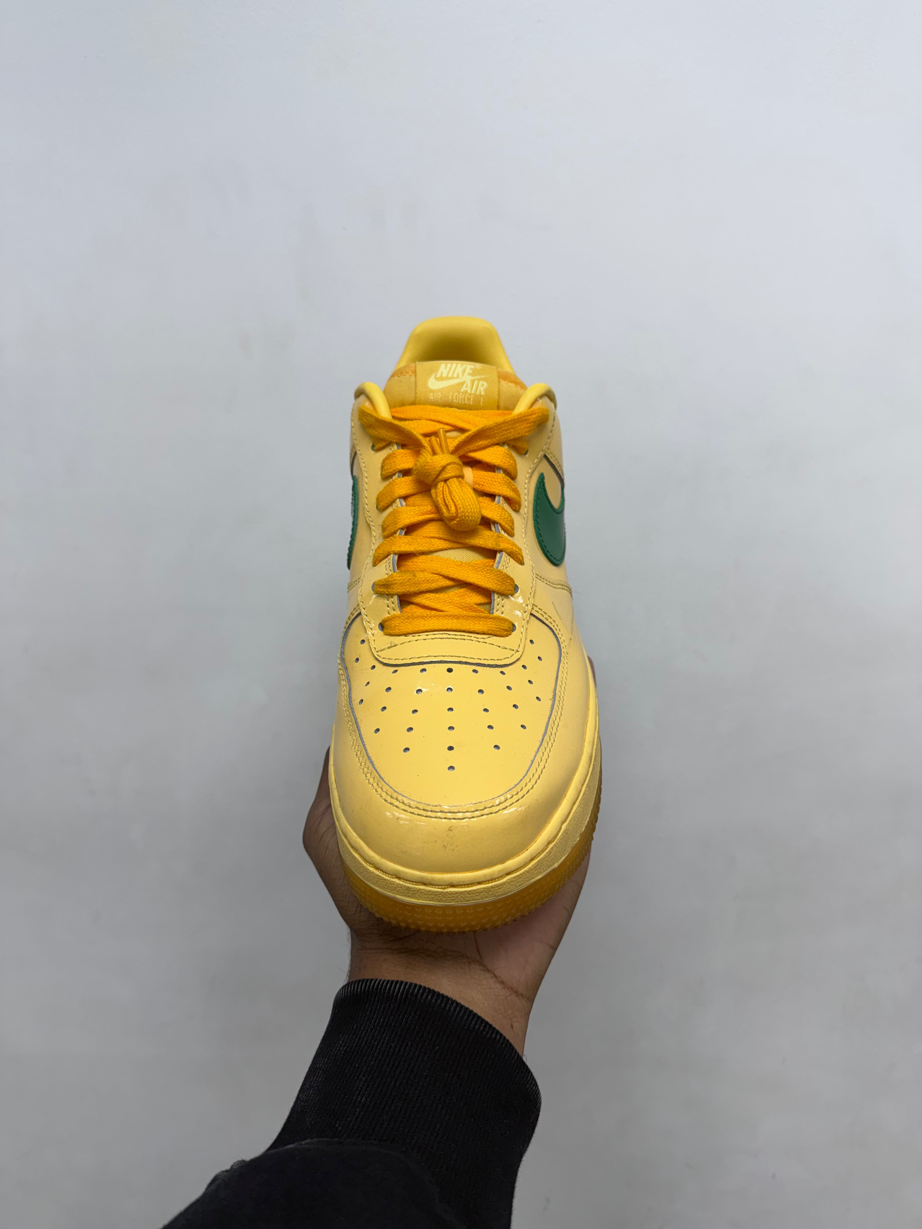 Nike Patent Leather AF1 Yellow Green Sneakers
