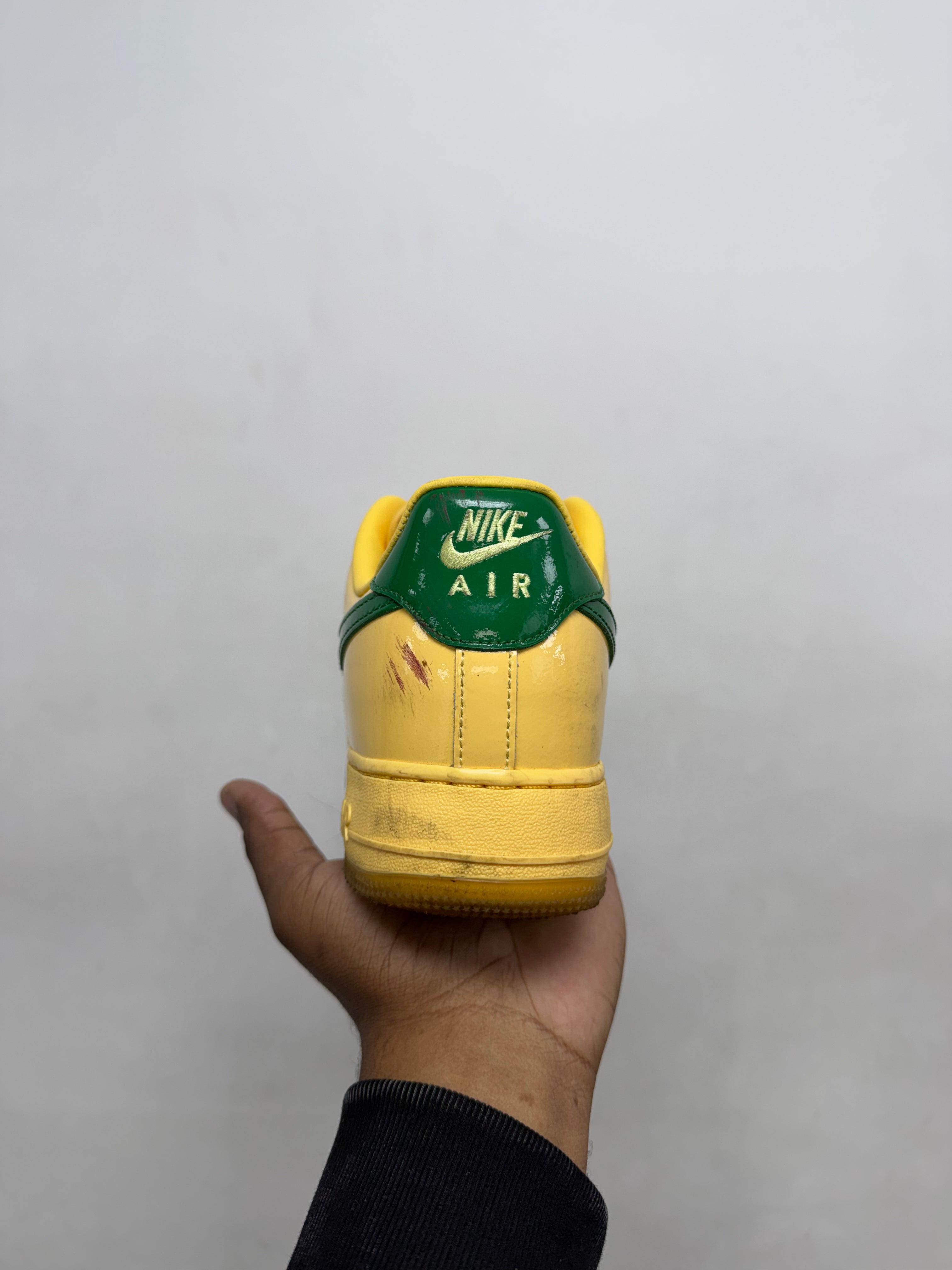 Nike Patent Leather AF1 Yellow Green Sneakers