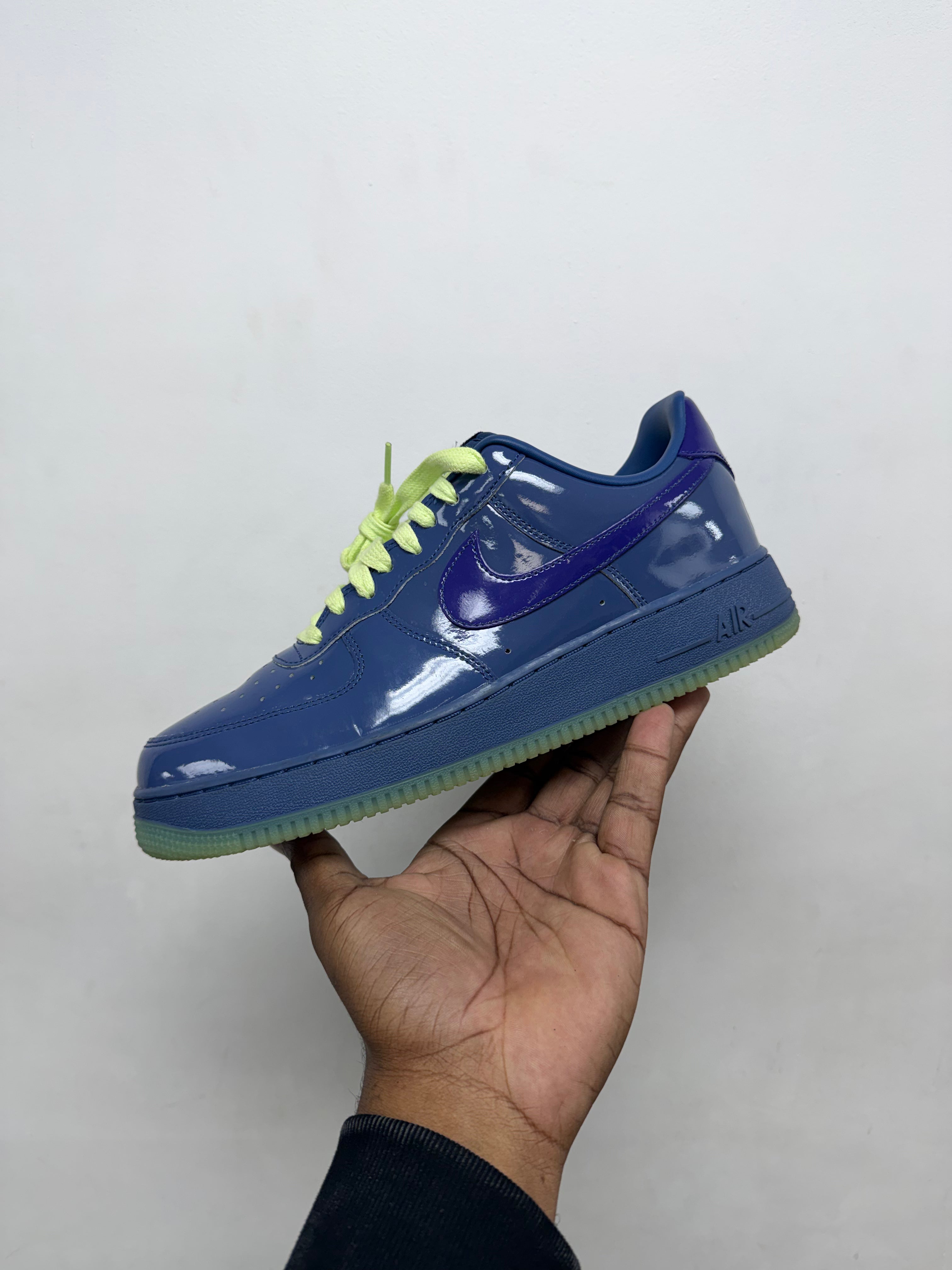 Nike Patent Leather AF1 Navy Yellow Sneakers