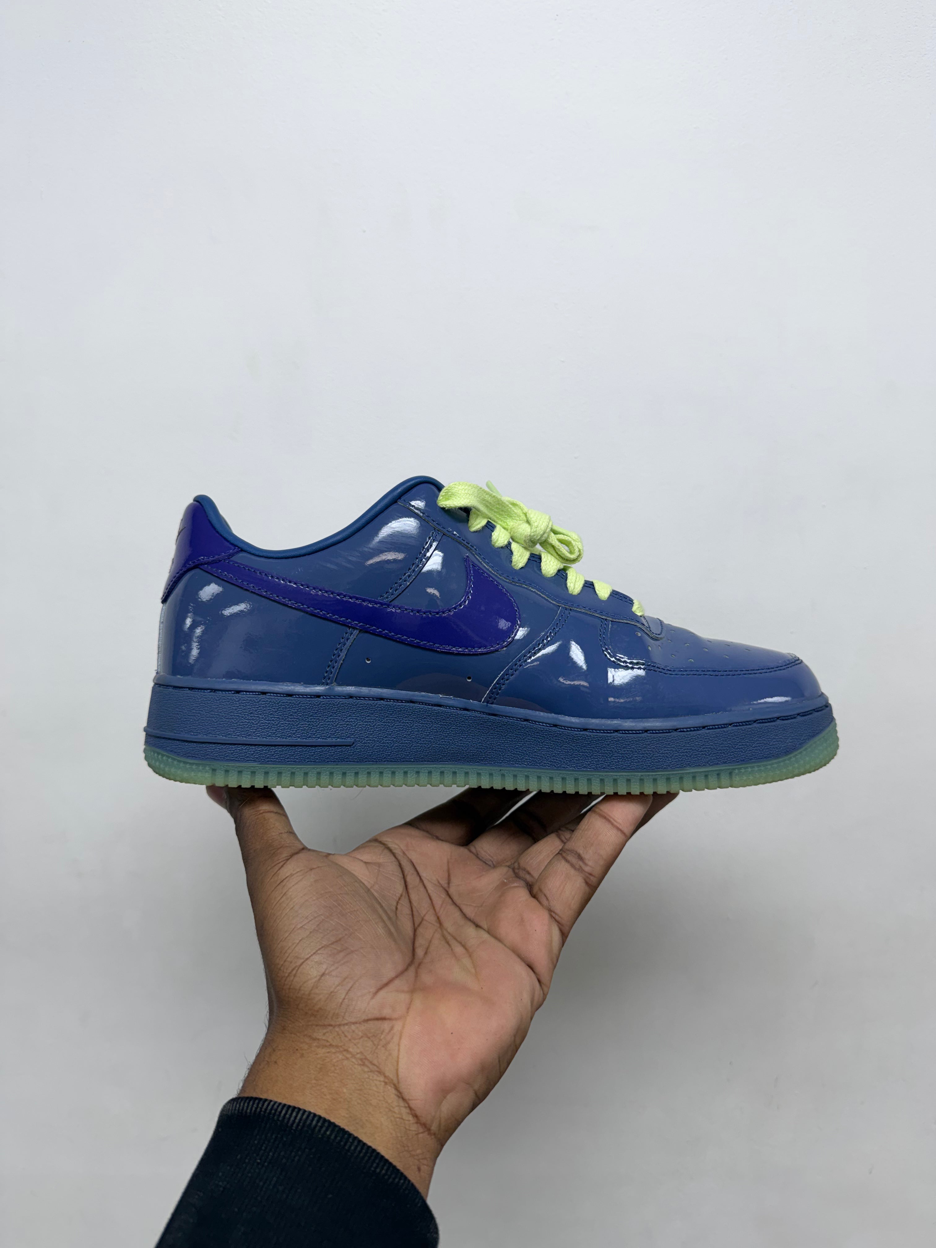Nike Patent Leather AF1 Navy Yellow Sneakers