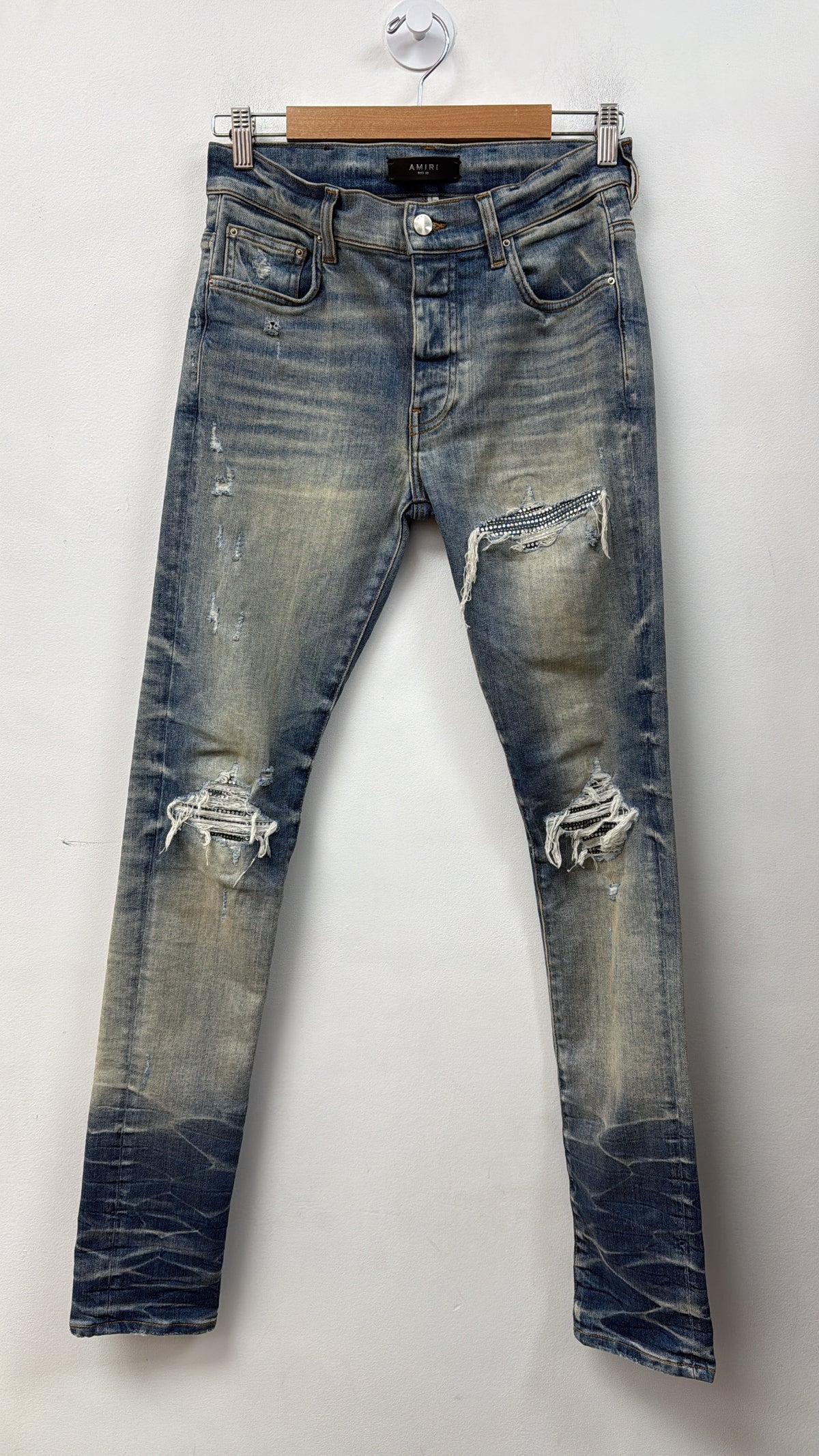 Amiri MX1 Honeycomb Rhinestone Patch Jeans